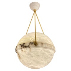 Alabaster Globe Light Fixture, Sweden, 1930