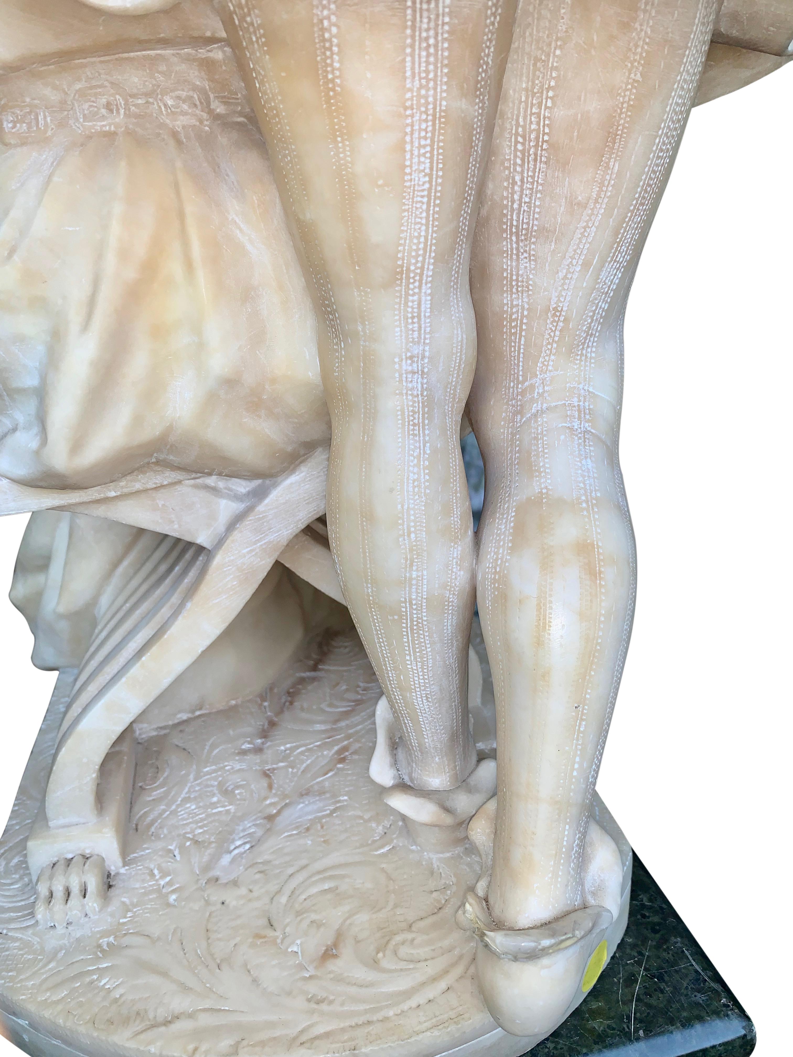 Alabaster Group of a Cavalier and Lady with Pedestal For Sale 14