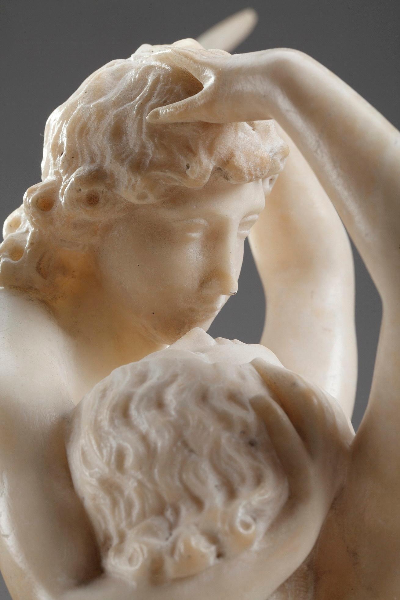 Alabaster Group Psyche Revived by Cupid's Kiss after Antonio Canova 2