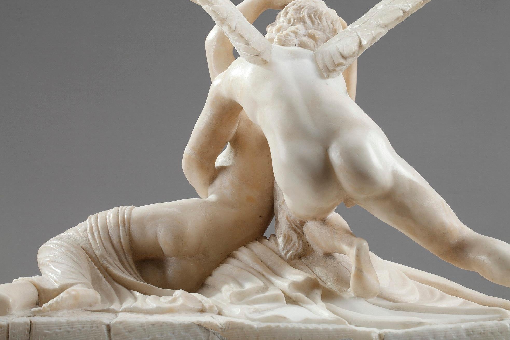 Alabaster Group Psyche Revived by Cupid's Kiss after Antonio Canova 5