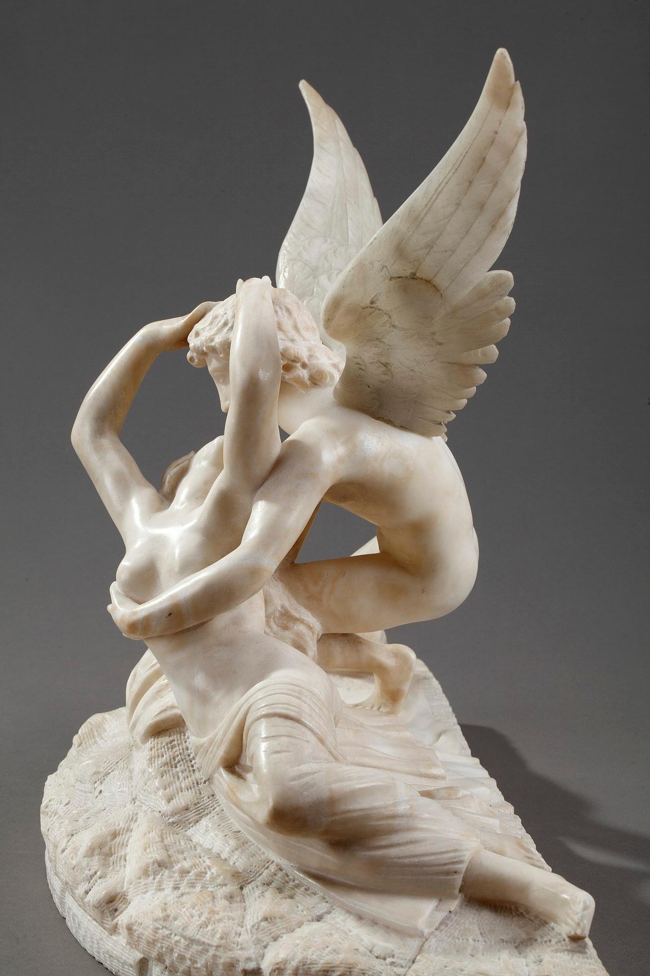 Alabaster Group Psyche Revived by Cupid's Kiss after Antonio Canova 6