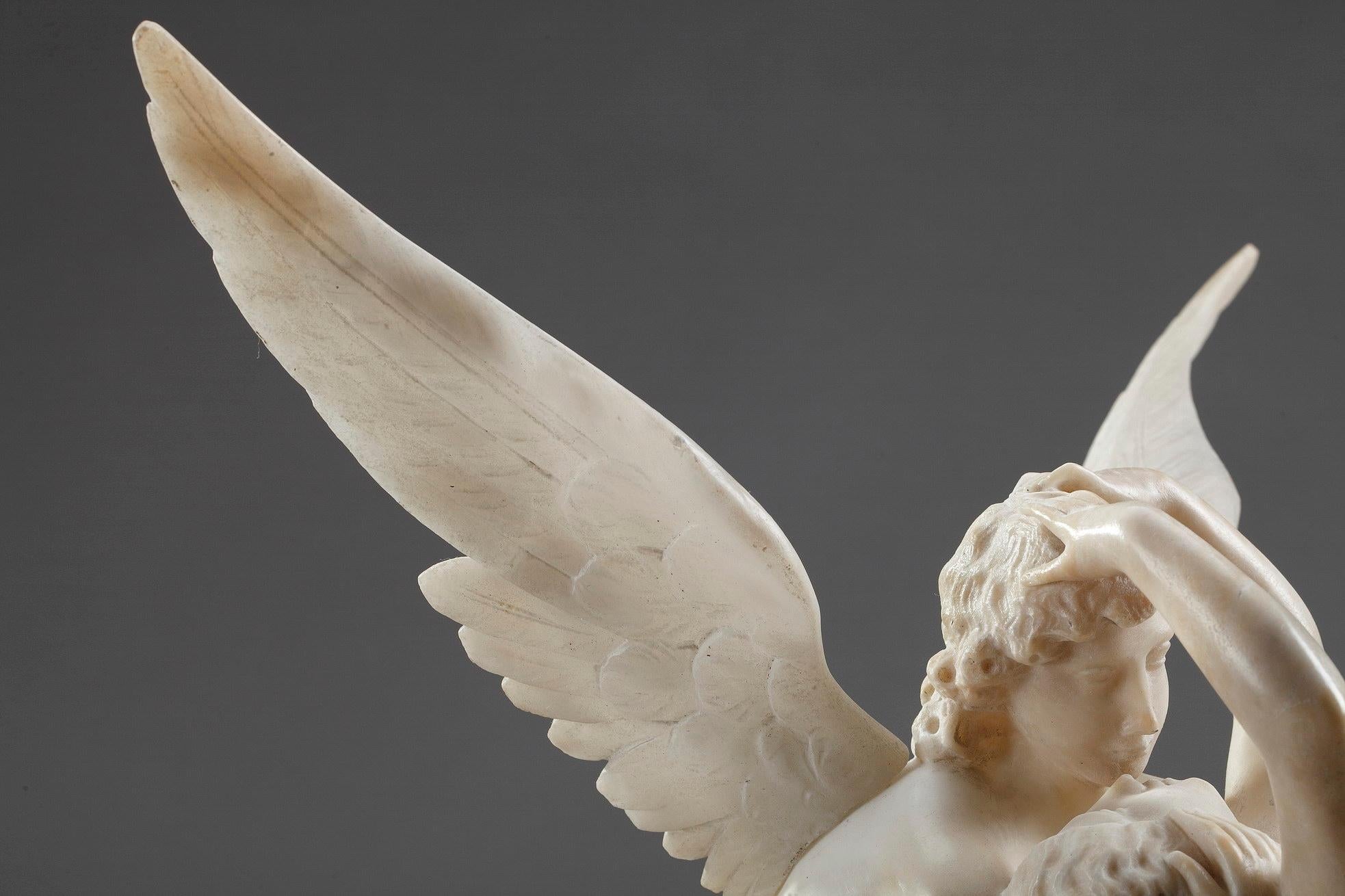 Neoclassical Alabaster Group Psyche Revived by Cupid's Kiss after Antonio Canova