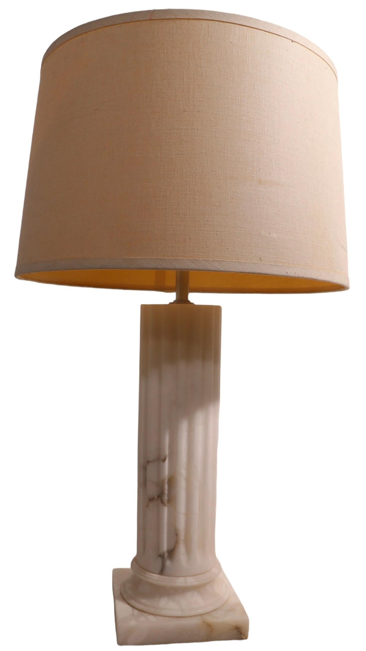 Alabaster Half Column Table Lamp by Restoration Hardware For Sale 3