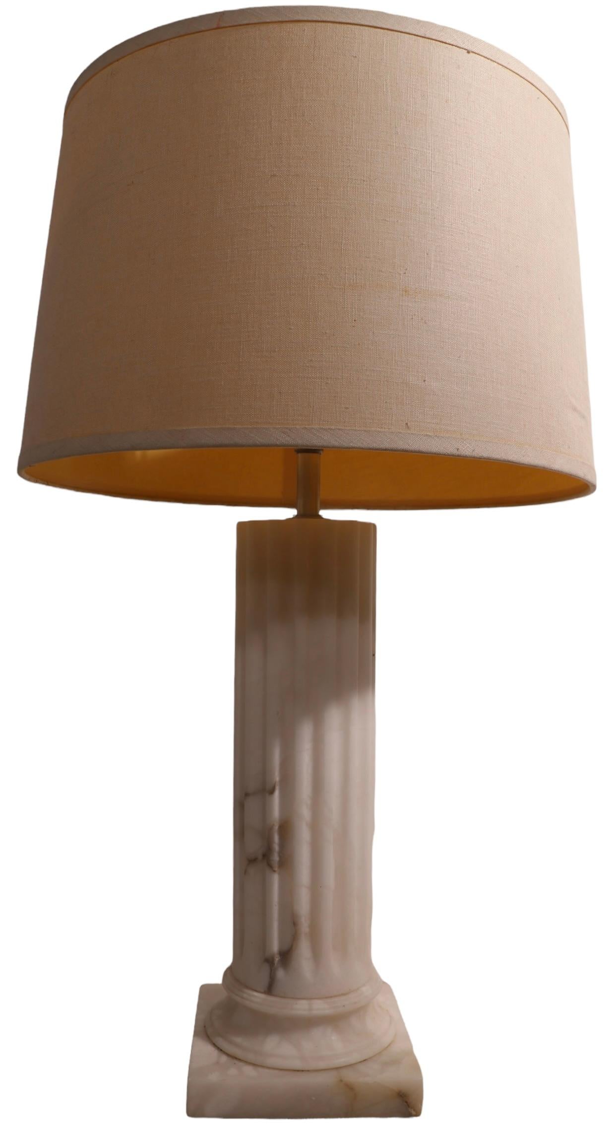 Alabaster Half Column Table Lamp by Restoration Hardware For Sale 4