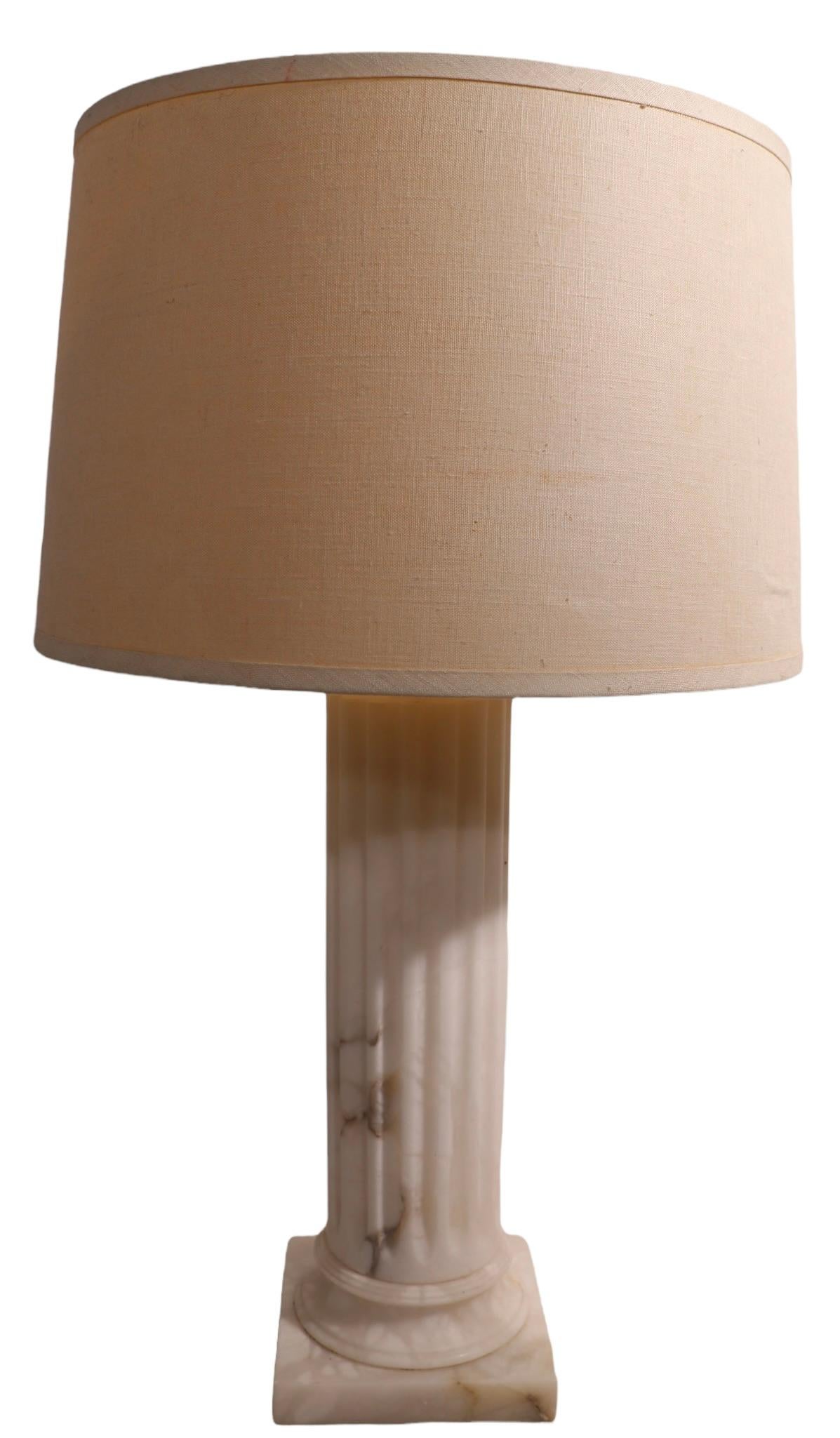 Alabaster Half Column Table Lamp by Restoration Hardware For Sale 5