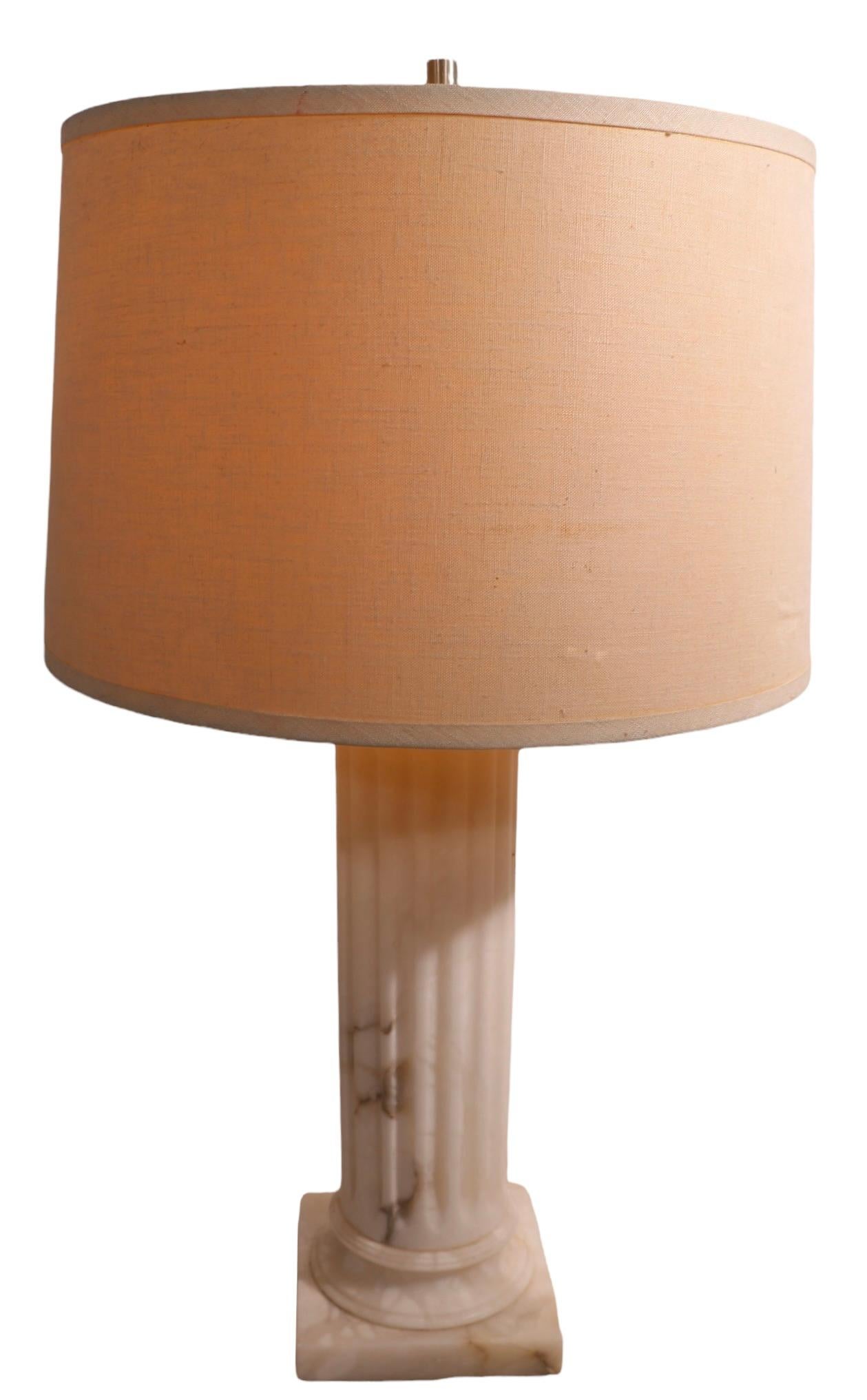 Alabaster Half Column Table Lamp by Restoration Hardware For Sale 6
