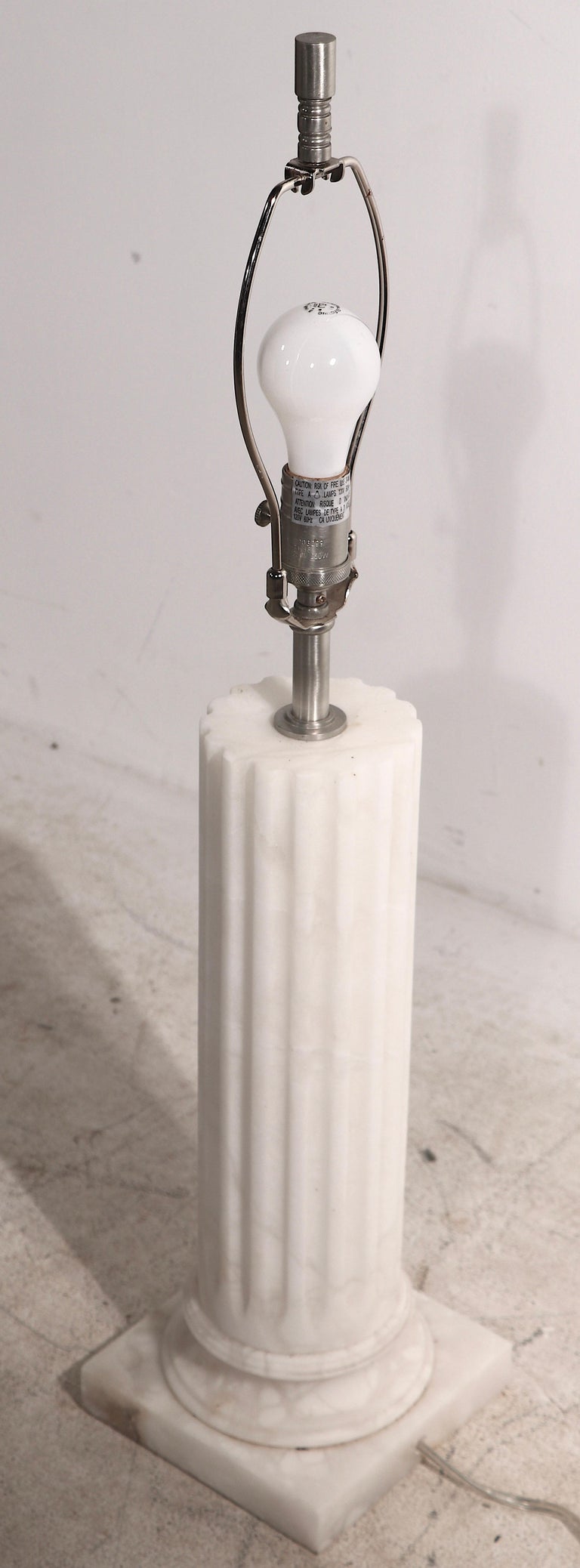 Alabaster Half Column Table Lamp by Restoration Hardware For Sale
