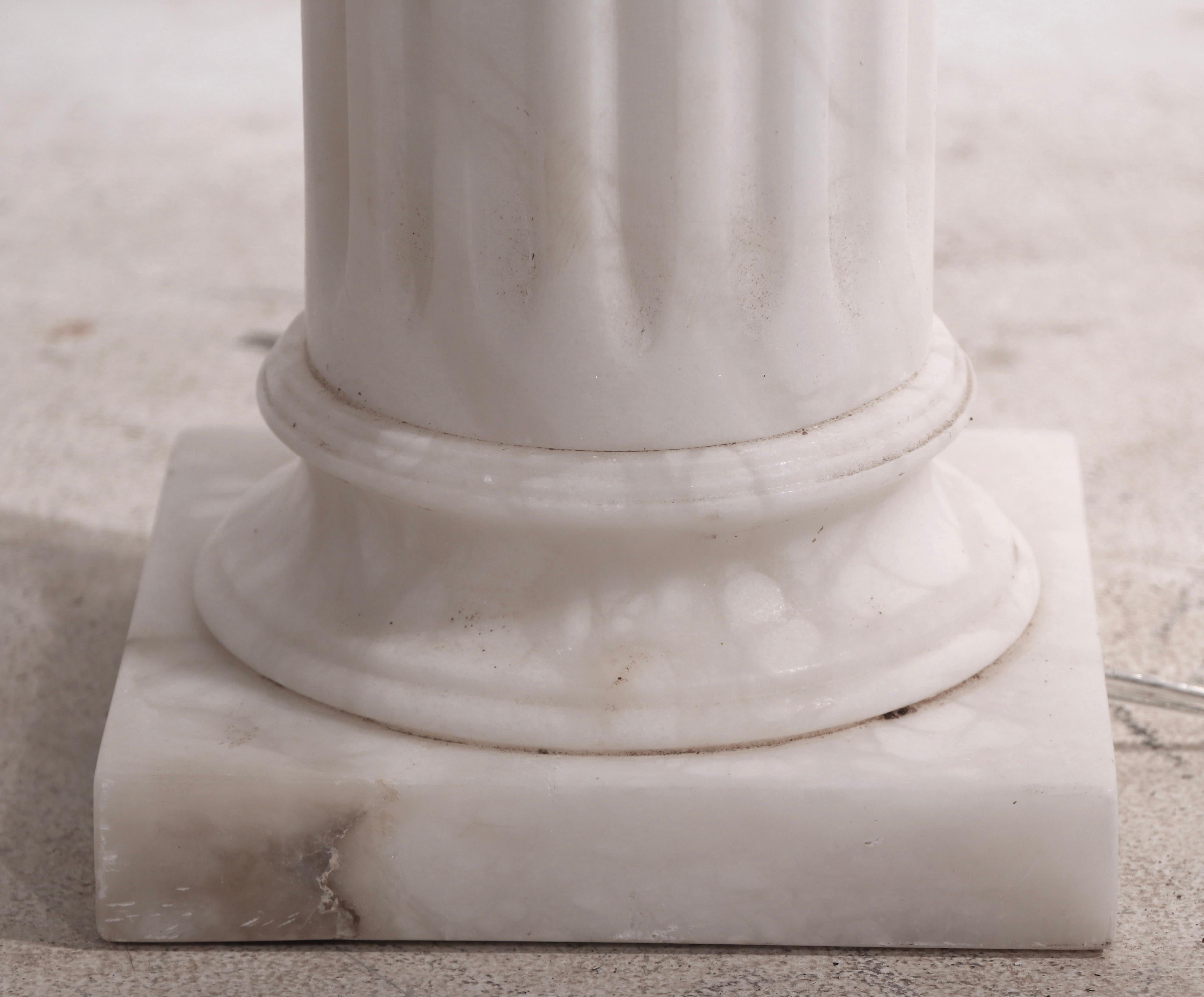 Hollywood Regency Alabaster Half Column Table Lamp by Restoration Hardware For Sale