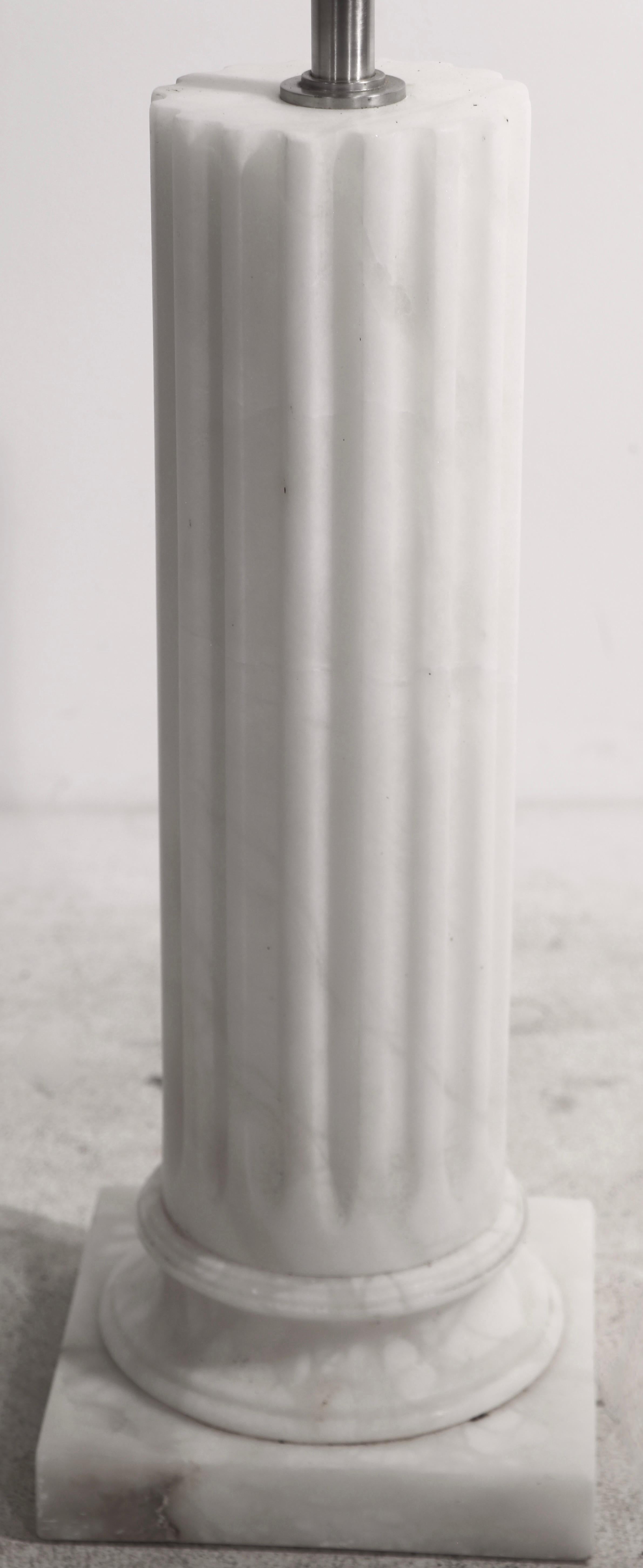 Alabaster Half Column Table Lamp by Restoration Hardware For Sale 1