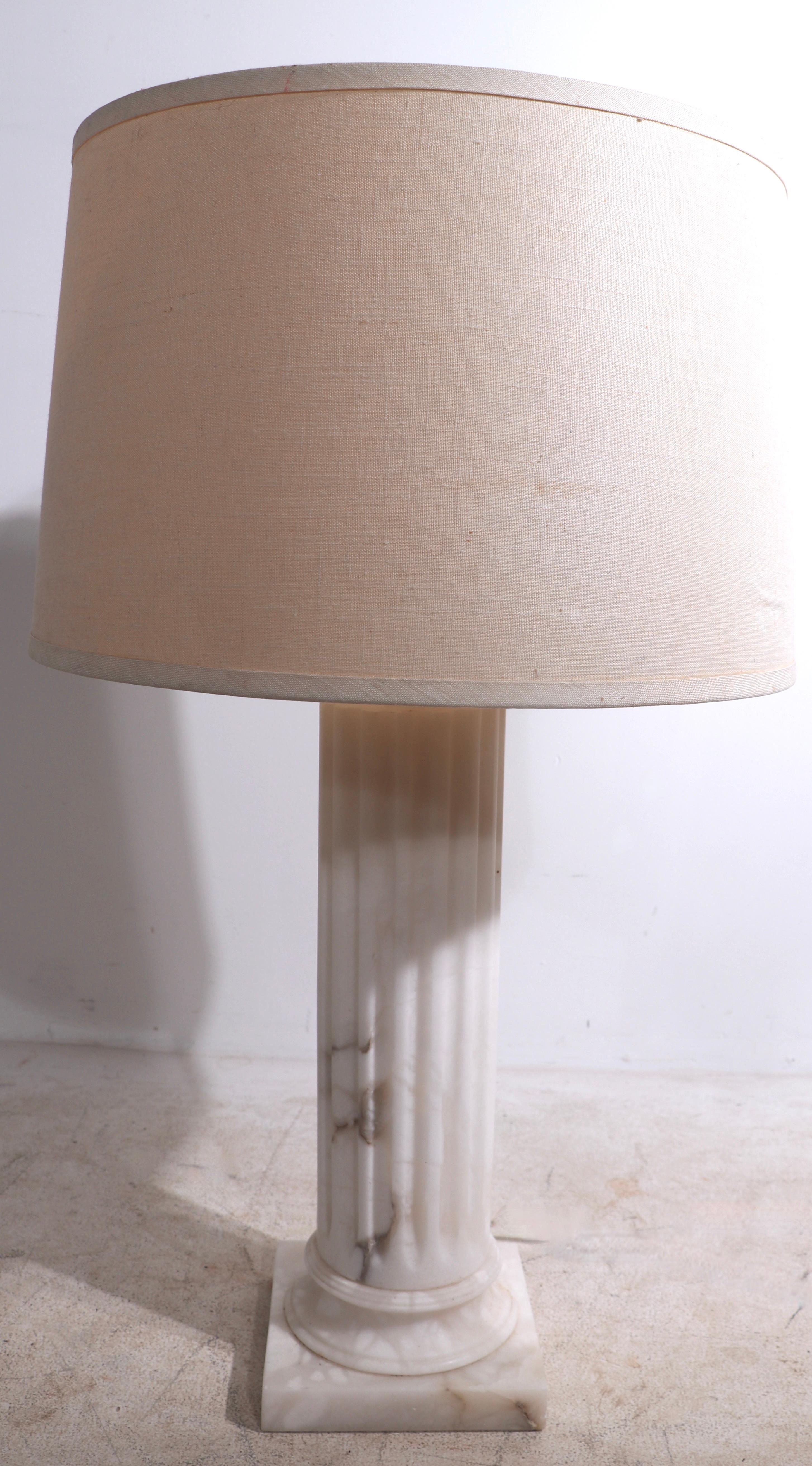 Alabaster Half Column Table Lamp by Restoration Hardware For Sale 2