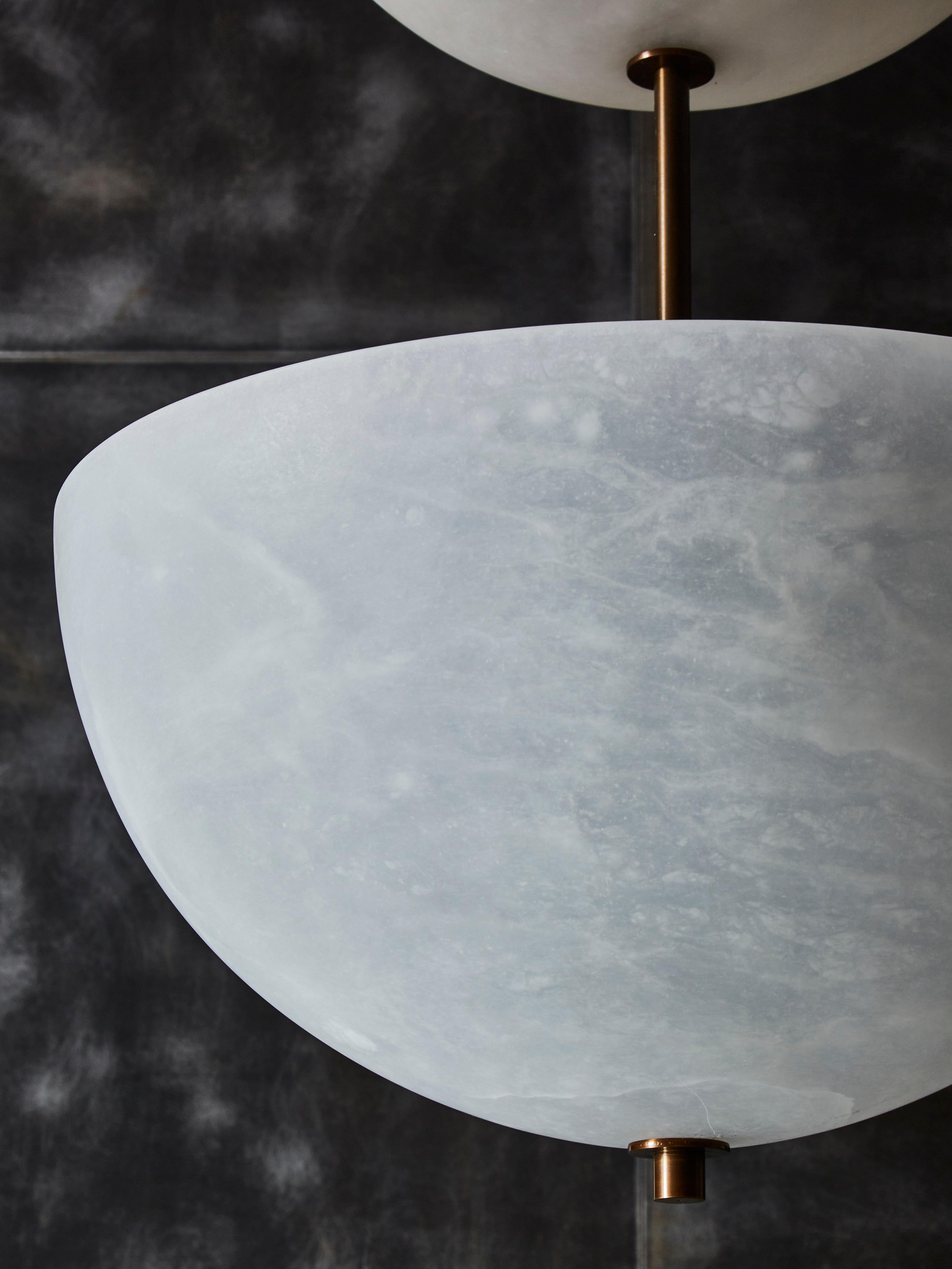 Modern Alabaster Half Spheres Vertical Suspension by Glustin Luminaires