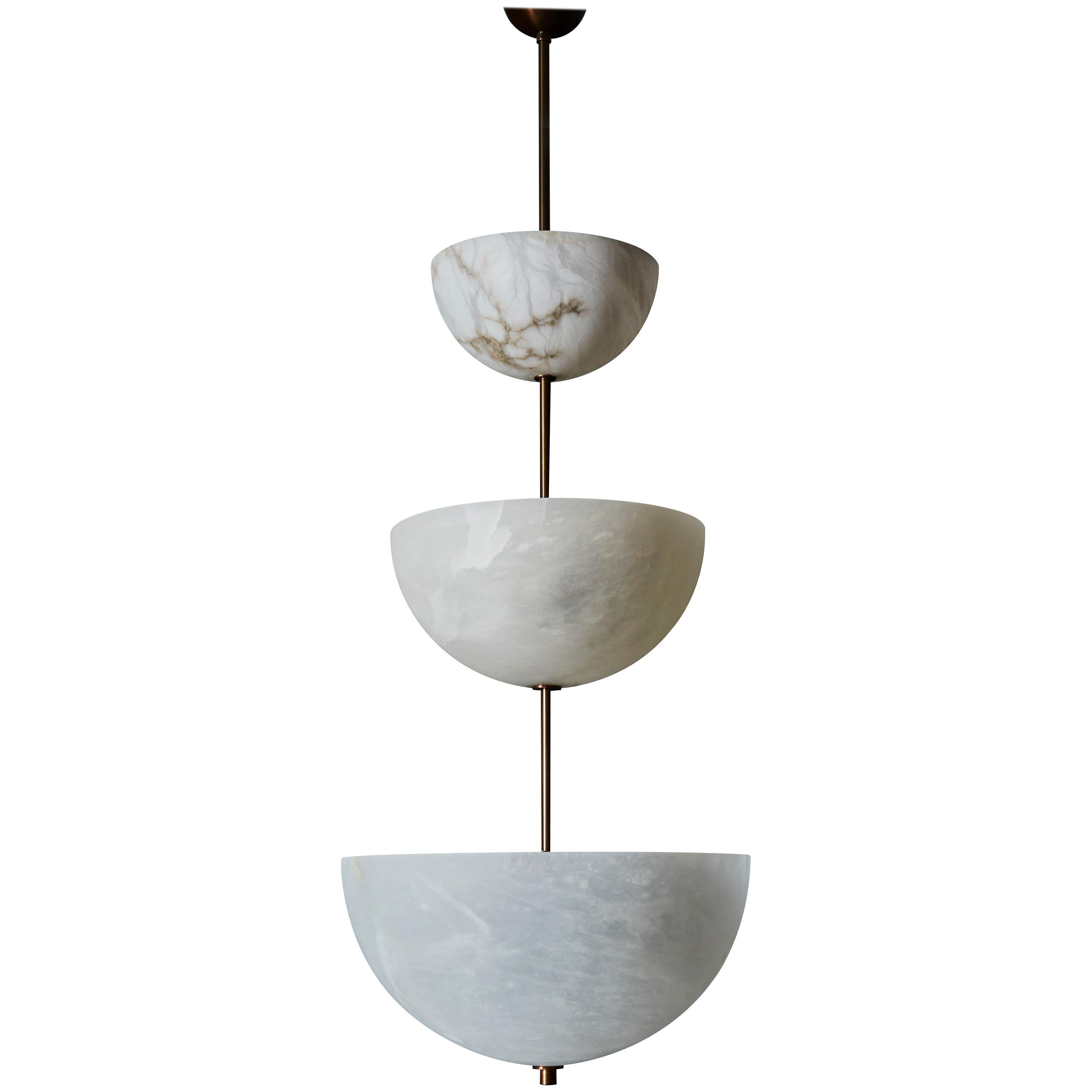 Alabaster Half Spheres Vertical Suspension by Glustin Luminaires