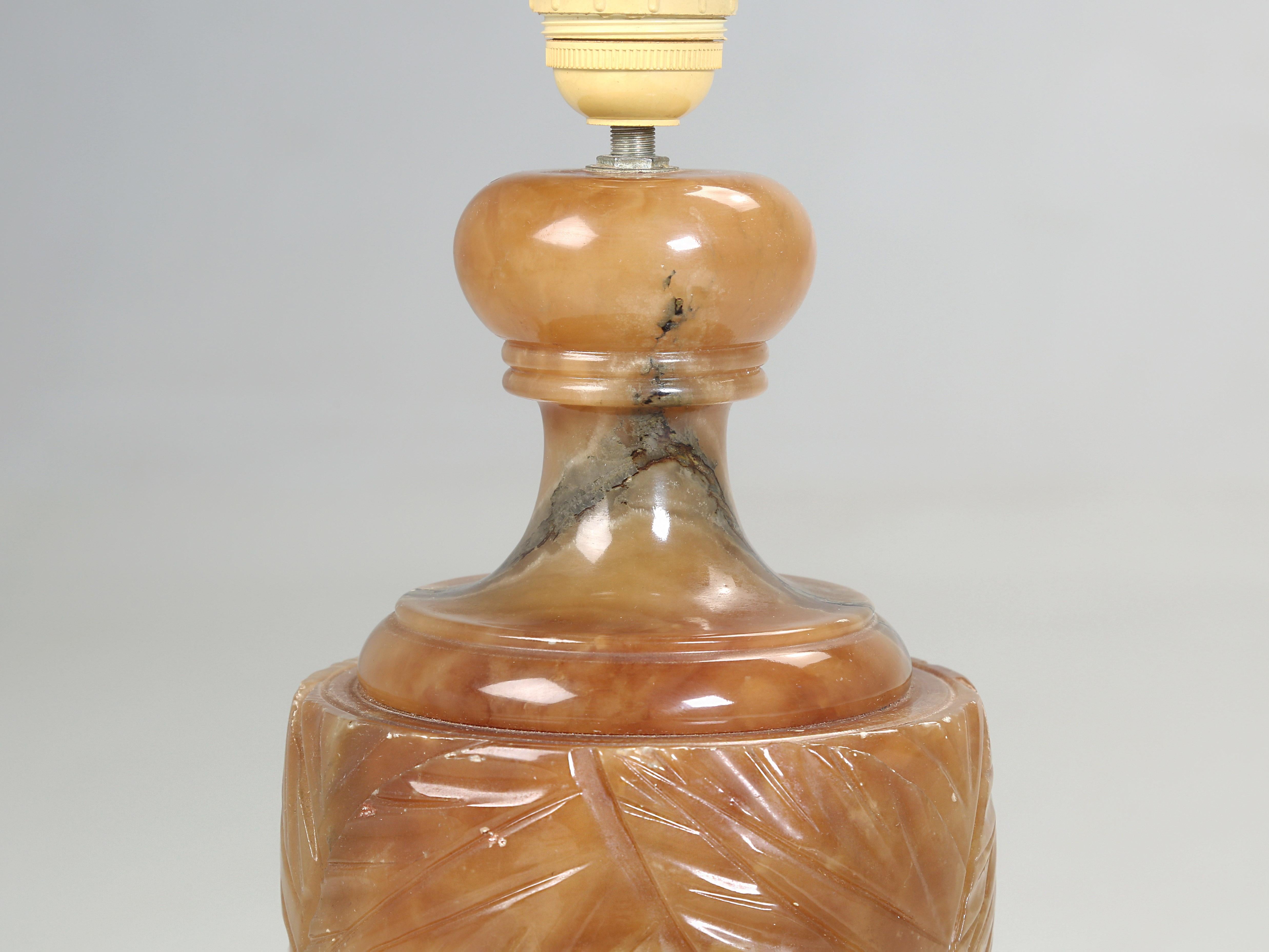 Egyptian Alabaster Hand-Carved Lamp  For Sale