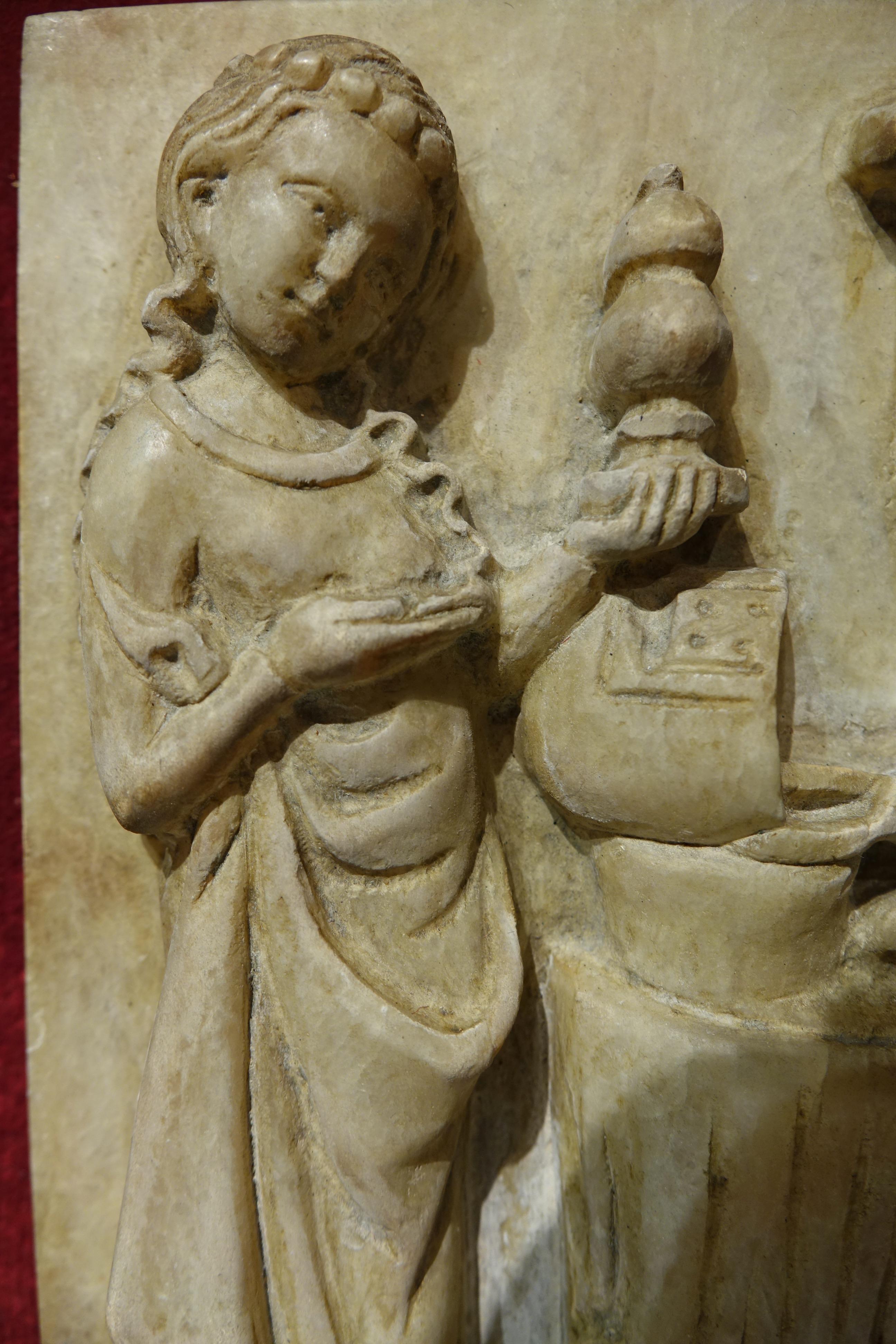 Medieval Alabaster high relief, Spain 14th century For Sale