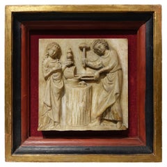 Used Alabaster high relief, Spain 14th century