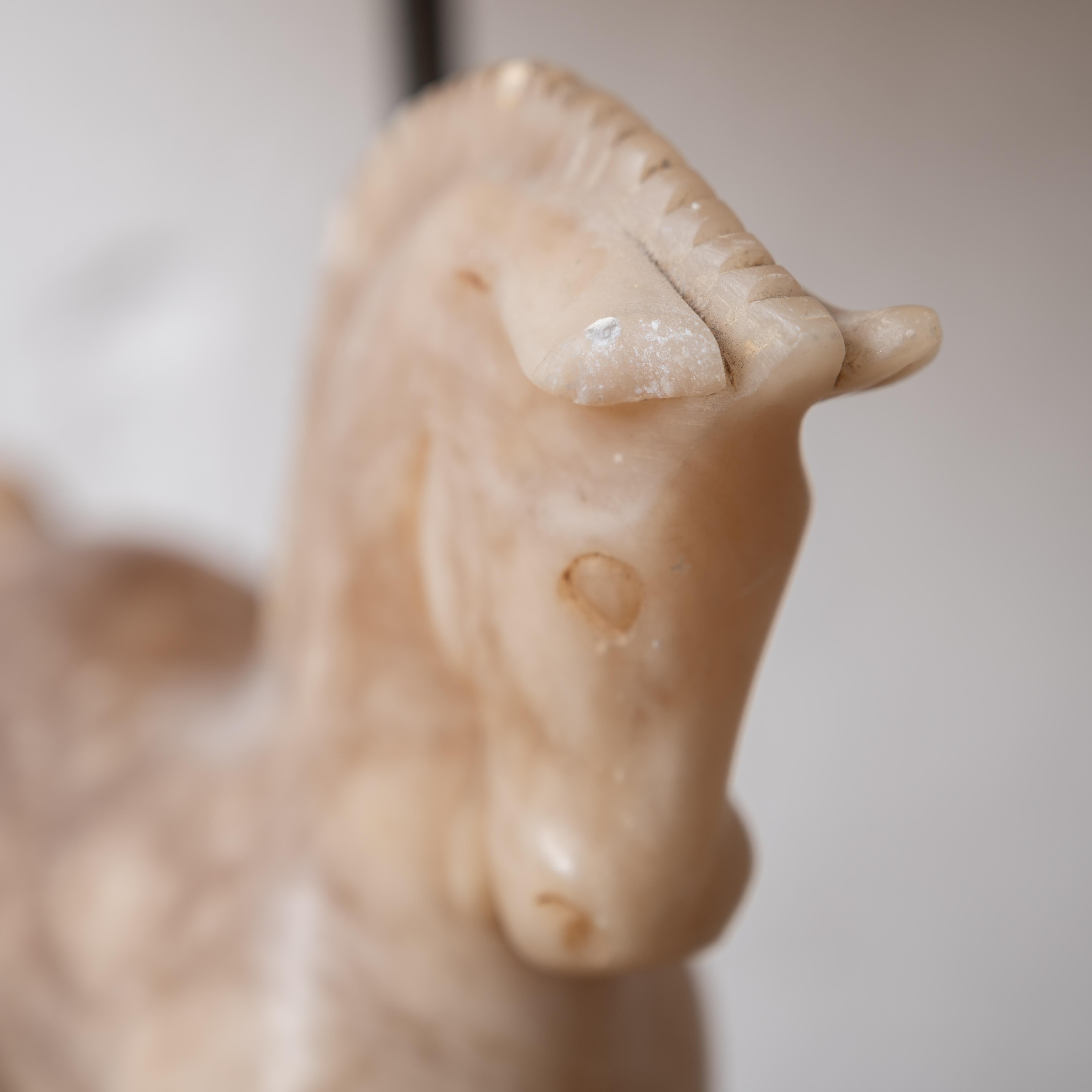 Alabaster Horse Lamps, c.1950 For Sale 6