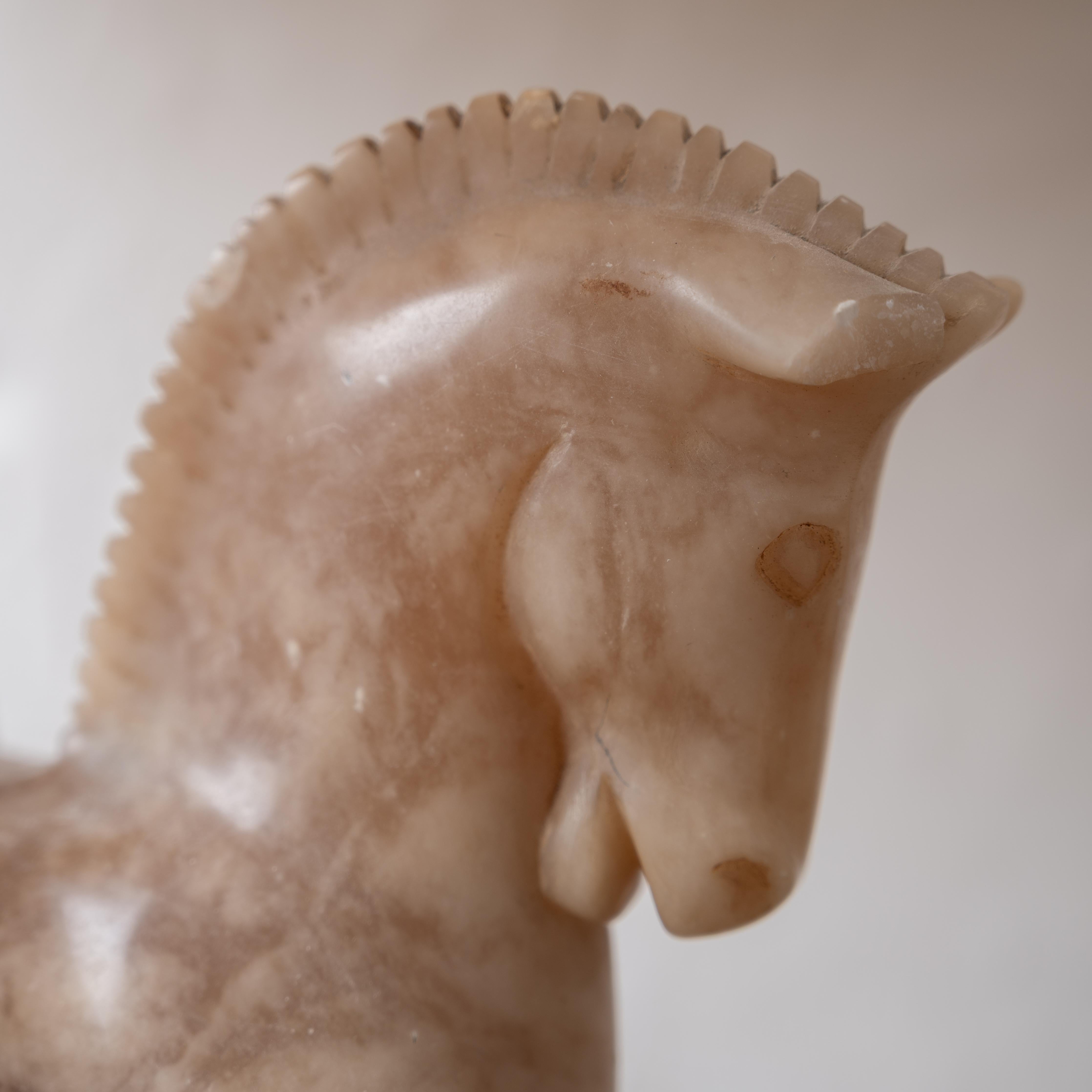 Alabaster Horse Lamps, c.1950 For Sale 1