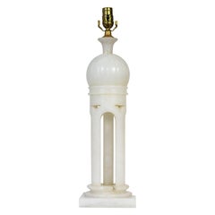 Alabaster Lamp in the form of a Classical Temple