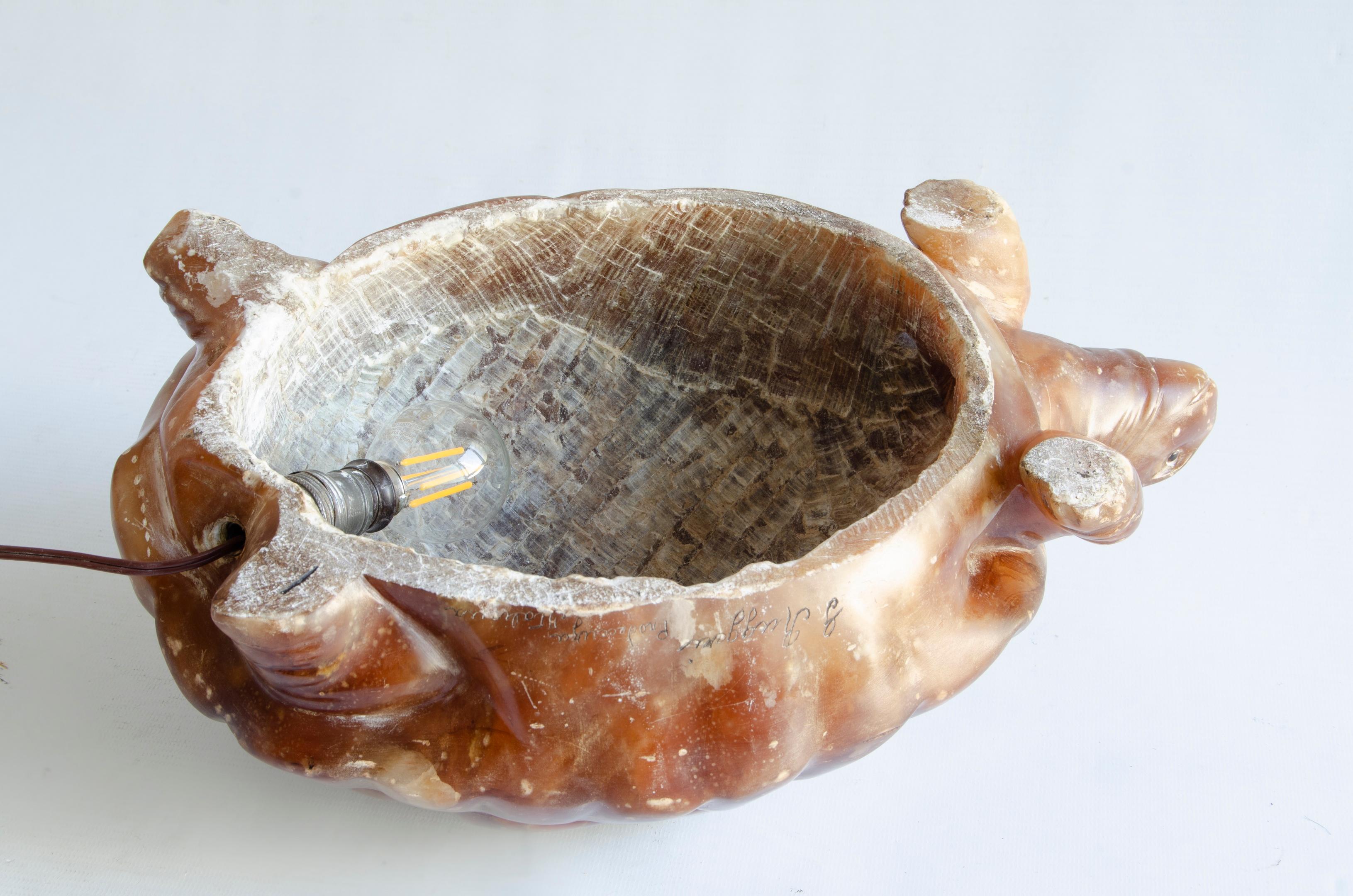 Lampe-Schildkrötenfigur aus Alabaster (Italienisch) im Angebot