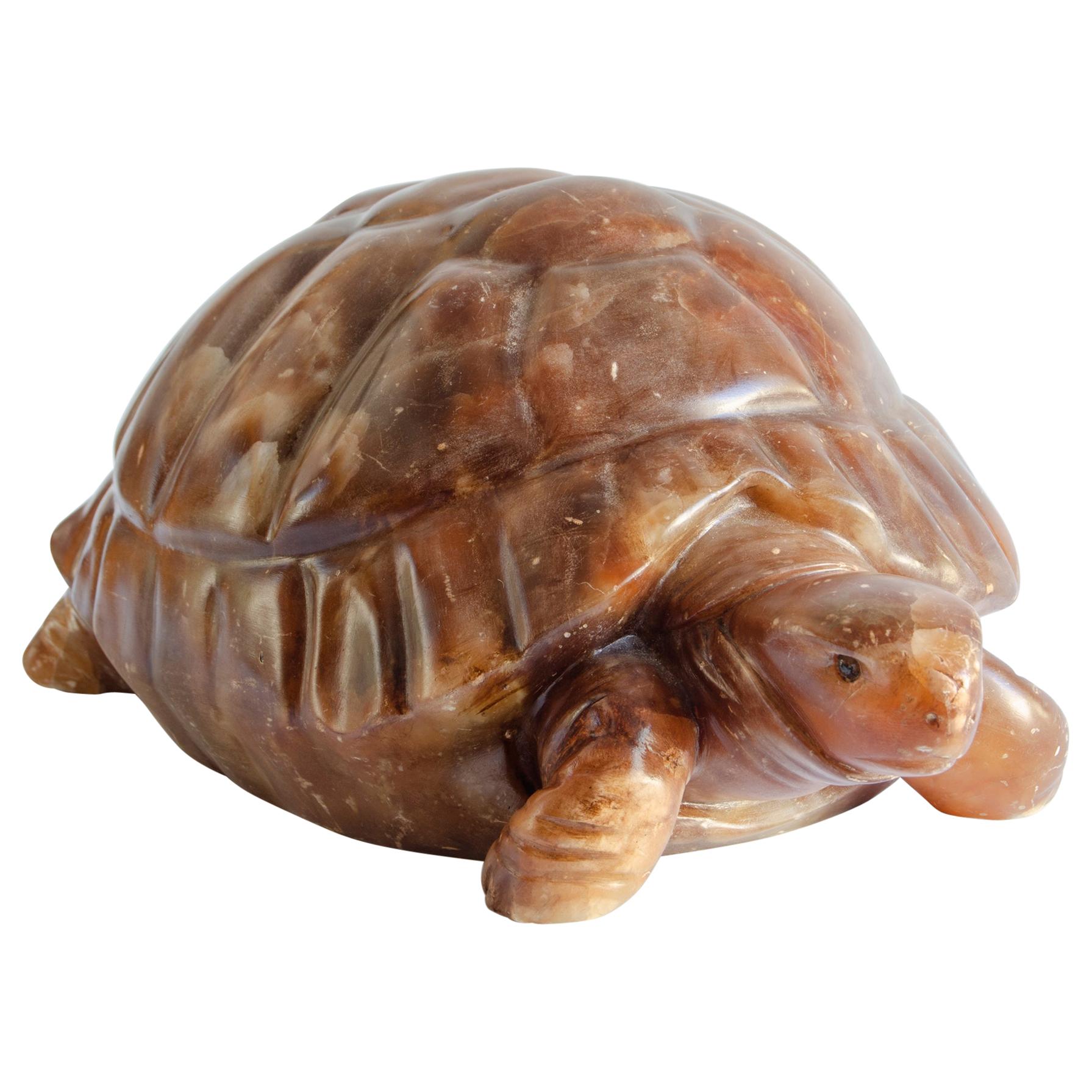 Lampe-Schildkrötenfigur aus Alabaster im Angebot