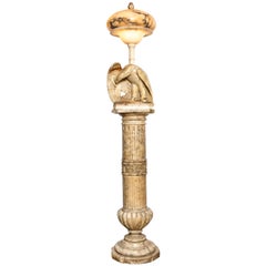 Lampe en albâtre avec aigle et base, période Art Déco, Italie, début du XXe siècle
