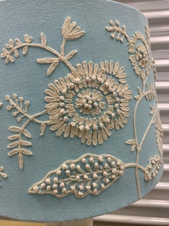 Alabaster Lamp with Tiffany Blue Beaded Shade