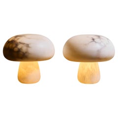 Alabaster Large Mushroom Shaped Table Lamps