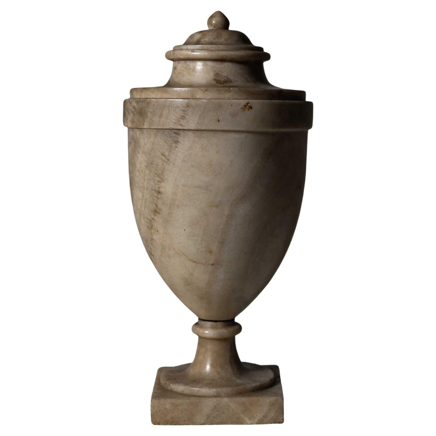 Alabaster Lidded Vessel, Early 19th Century For Sale