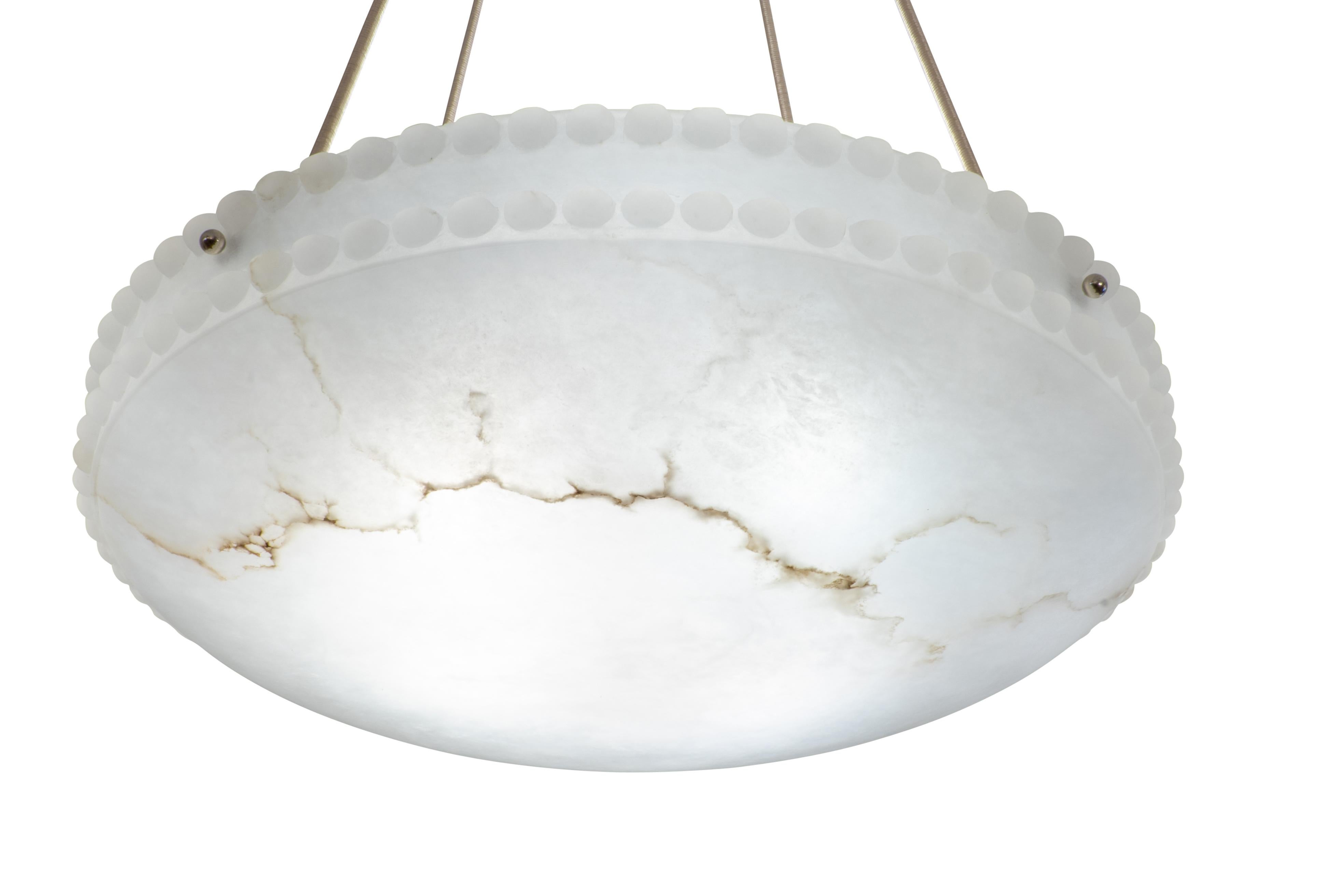 Art Nouveau Alabaster Light Fixture with Pearl Detail