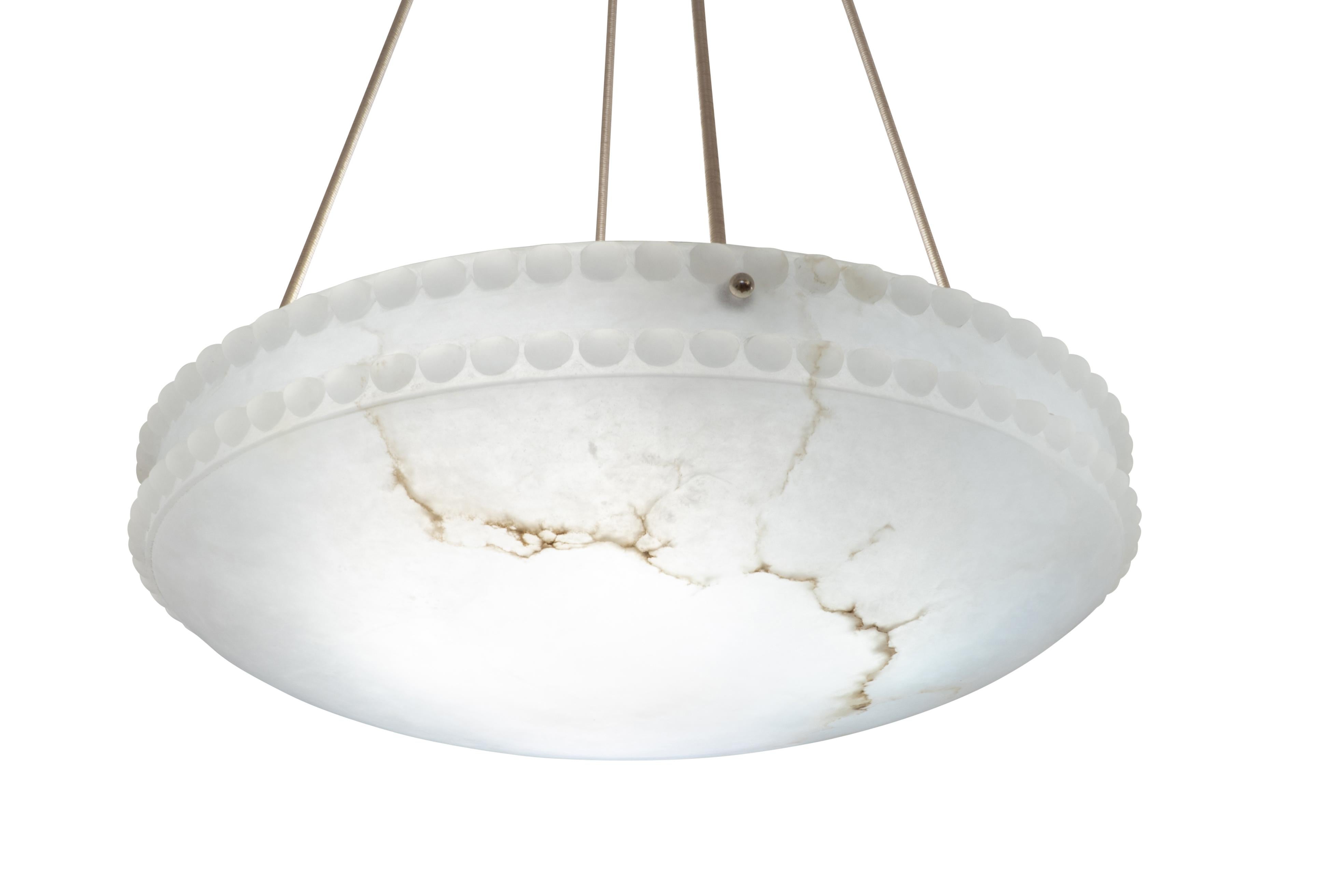 Swedish Alabaster Light Fixture with Pearl Detail