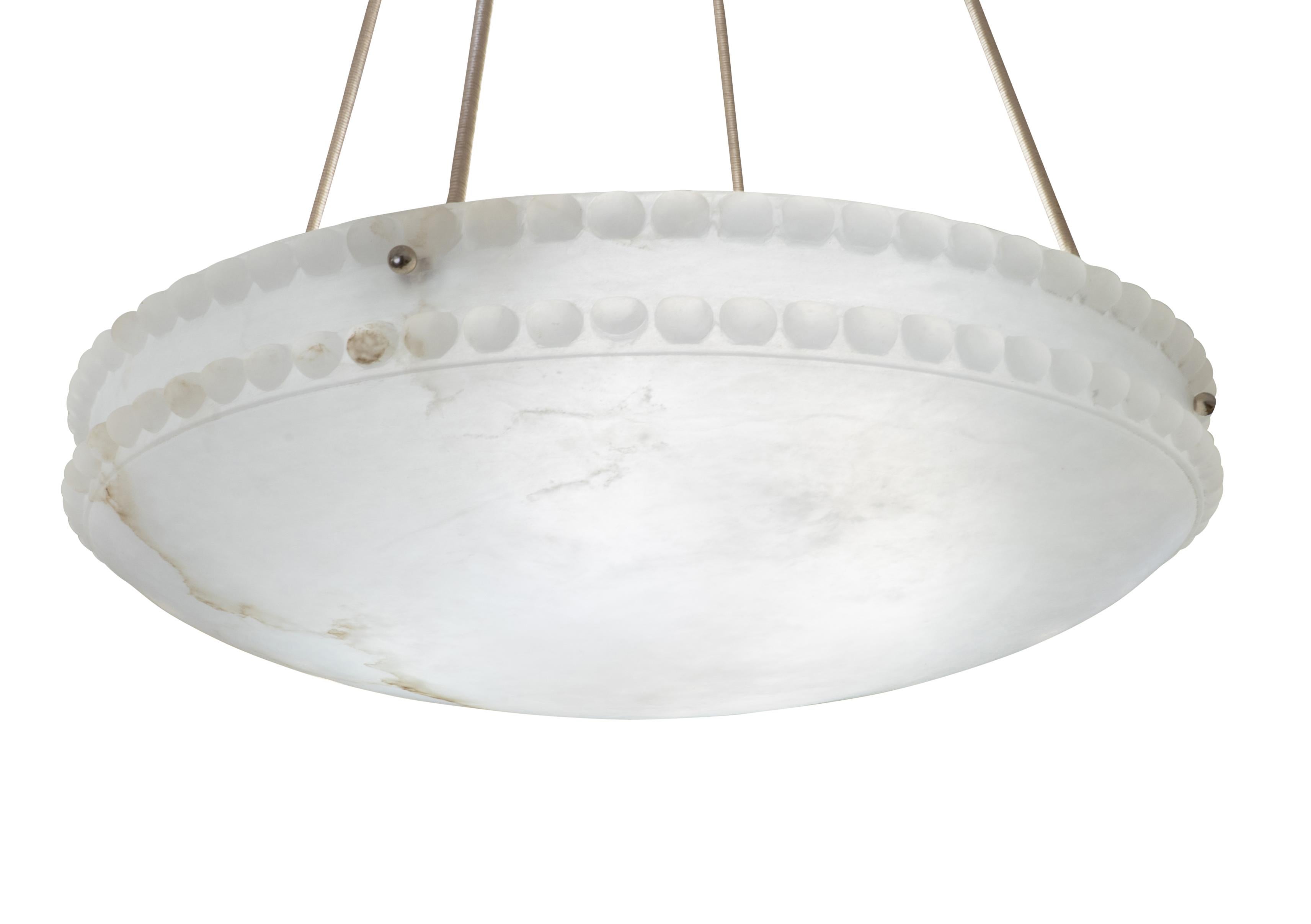 Early 20th Century Alabaster Light Fixture with Pearl Detail