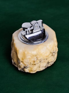 Alabaster lighter by Romano Bianchi, Cream colour, Italy, 1970's