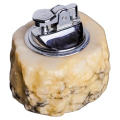 Alabaster lighter by Romano Bianchi, Cream colour, Italy, 1970's
