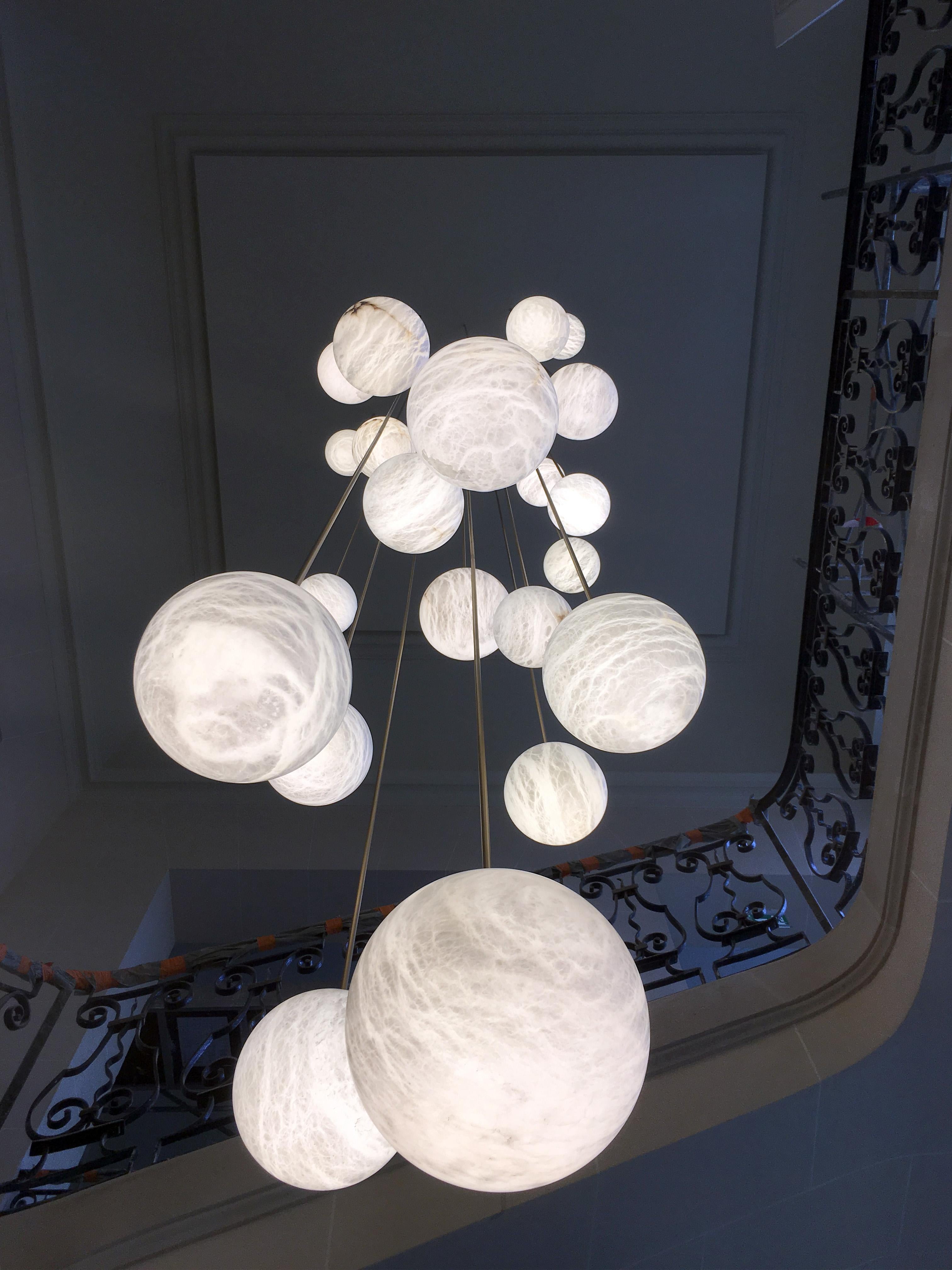Alabaster Luna Pendant Light by Atelier Alain Ellouz In New Condition In Geneve, CH