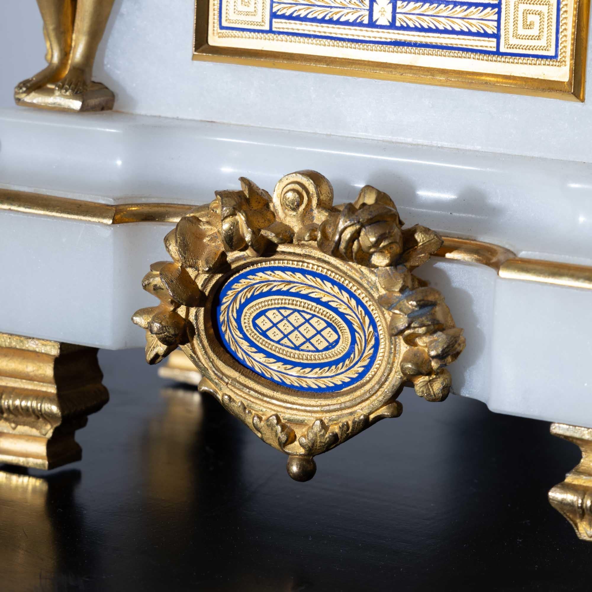 Alabaster Mantel Clock, sig. McDonald Glasgow, 19th century For Sale 3