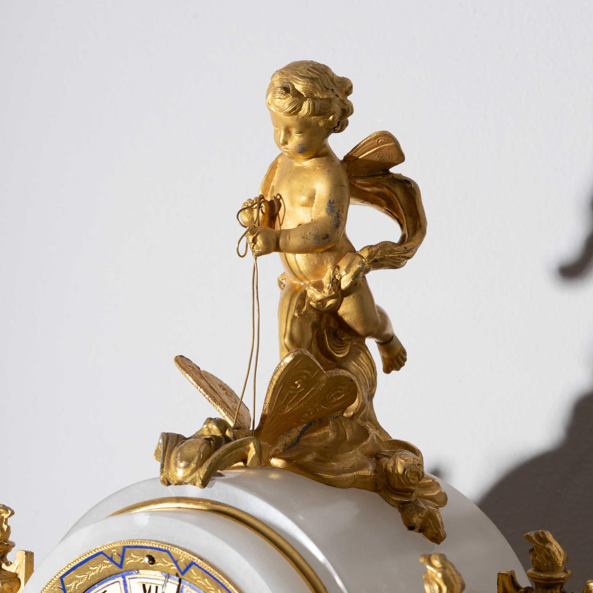 Alabaster Mantel Clock, sig. McDonald Glasgow, 19th century For Sale 7