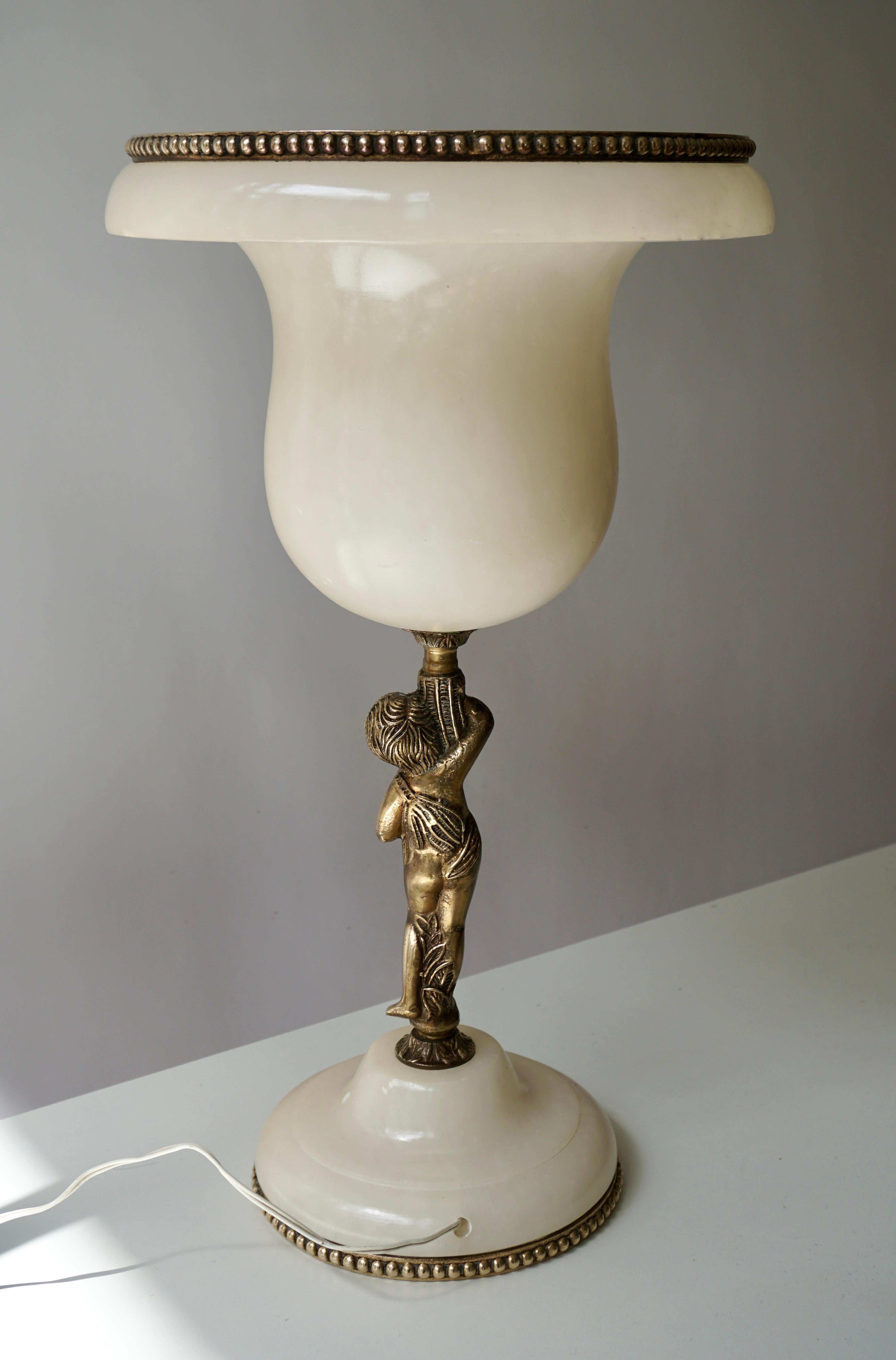 Alabaster Marble and Bronze Urn Table Lamp, Italy 3