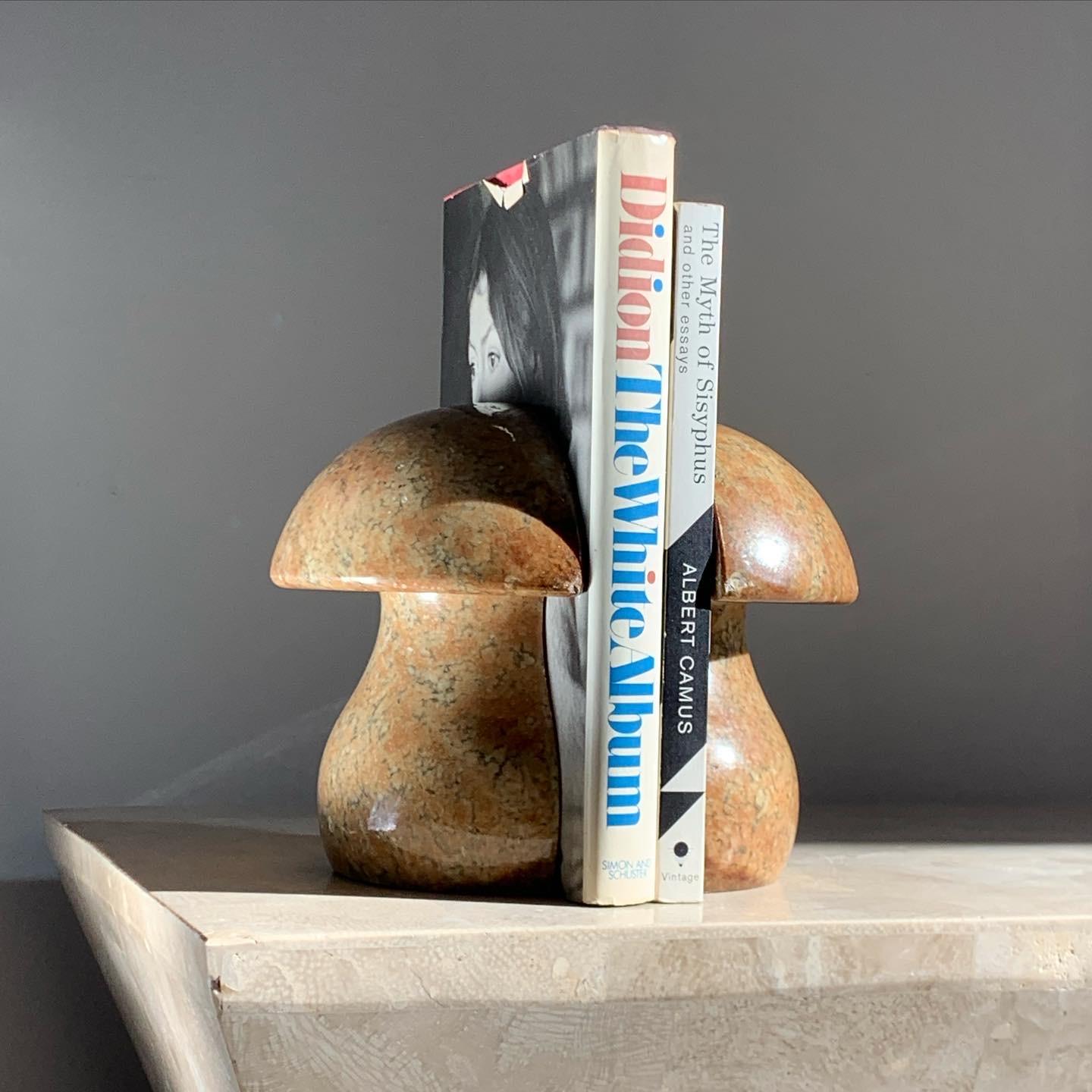 Alabaster Marble Mushroom Bookends Made in Italy, circa 1960s 3