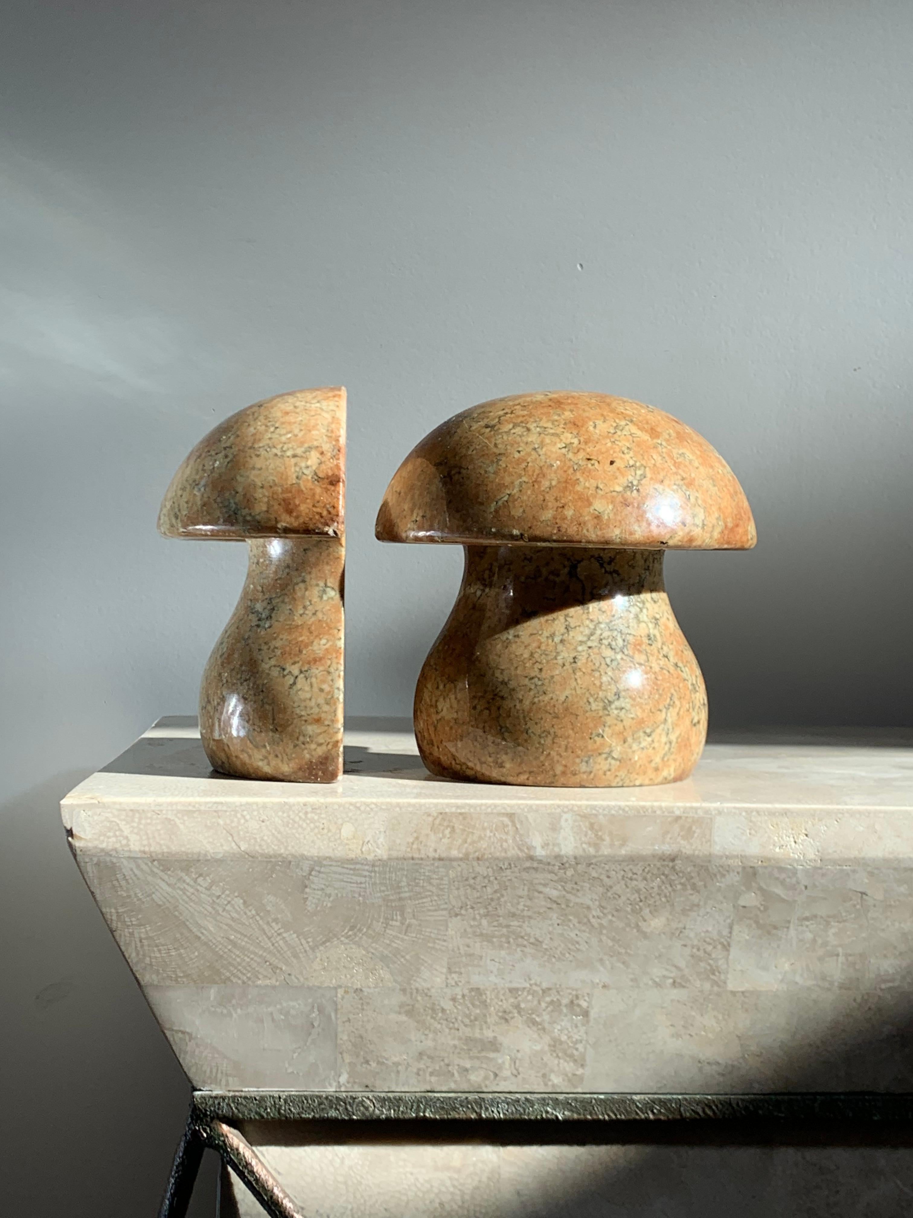 Alabaster Marble Mushroom Bookends Made in Italy, circa 1960s 4