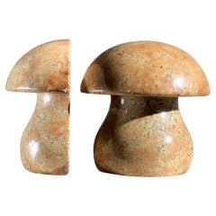 Alabaster Marble Mushroom Bookends Made in Italy, circa 1960s