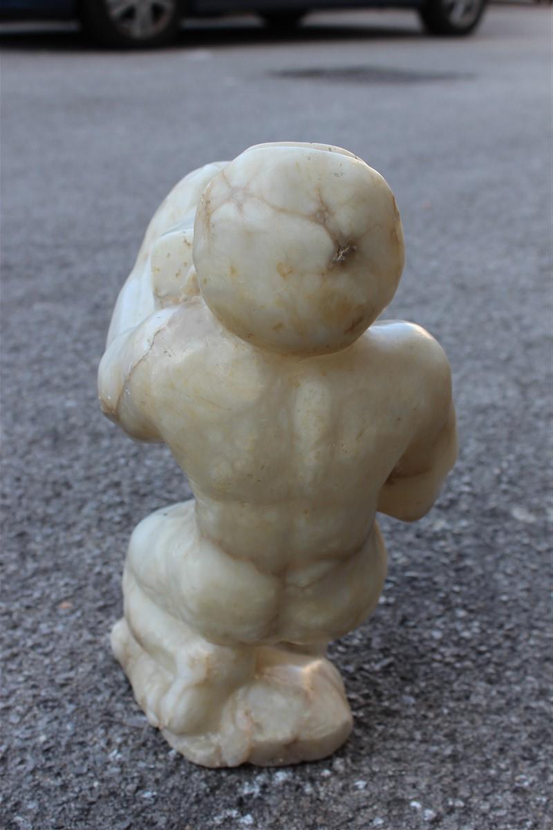 Sculpture en marbre albâtre Design italien 1970 Homme mineur en vente 6