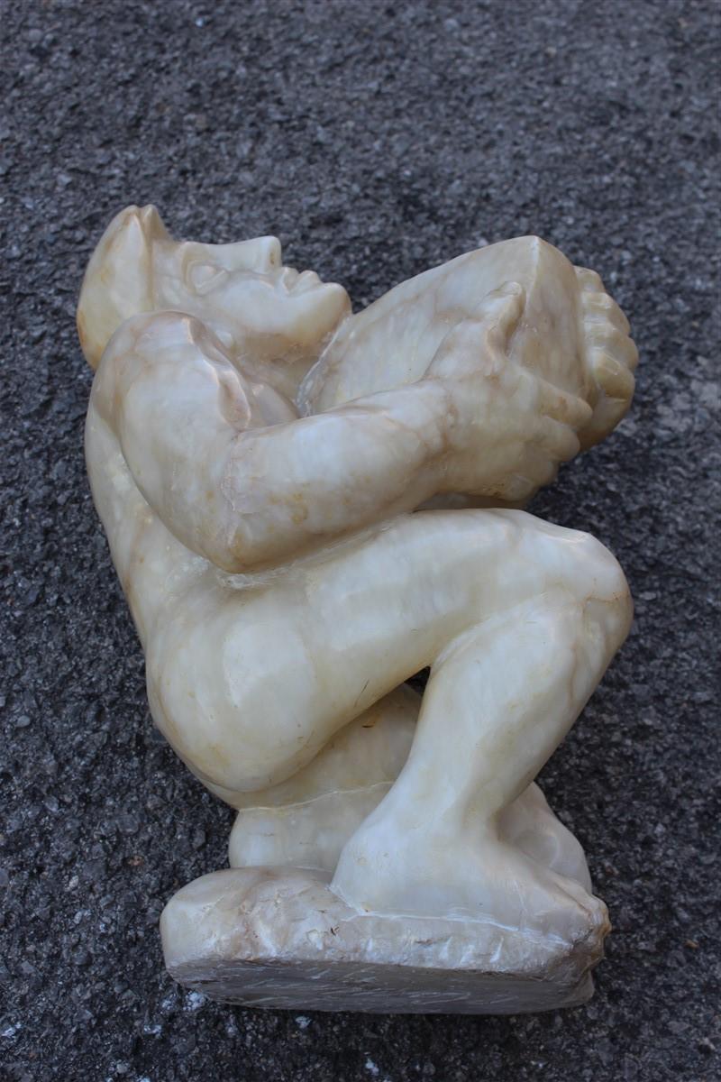 Albâtre Sculpture en marbre albâtre Design italien 1970 Homme mineur en vente