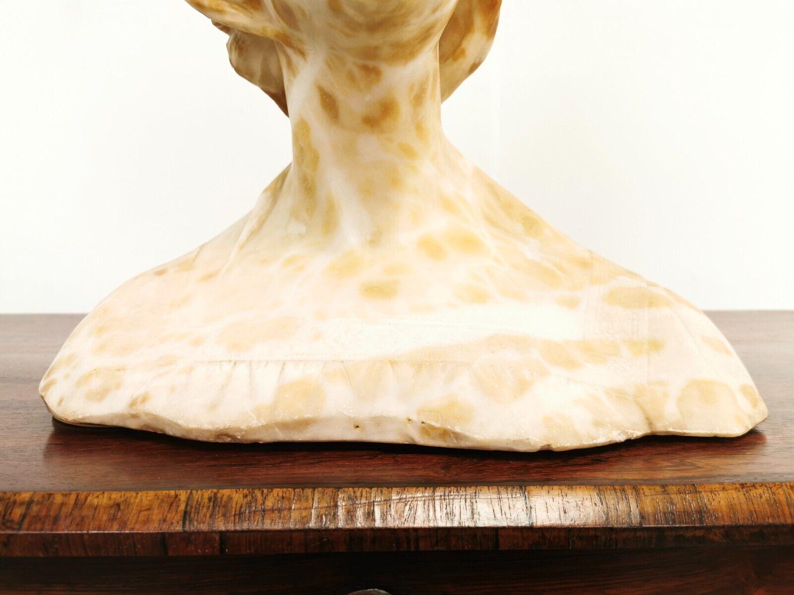 19th Century Alabaster Marble Sculpture Woman's Head and Shoulders For Sale