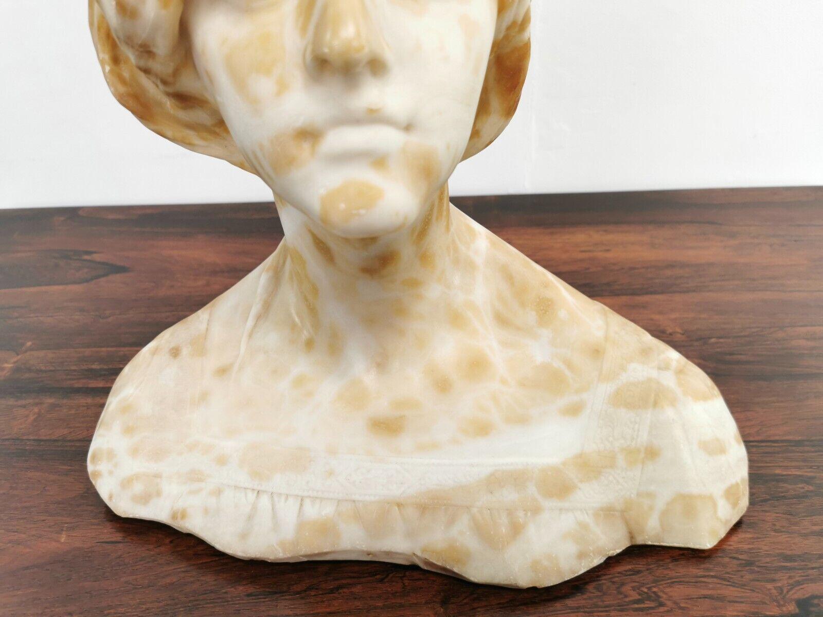 Alabaster Marble Sculpture Woman's Head and Shoulders For Sale 2