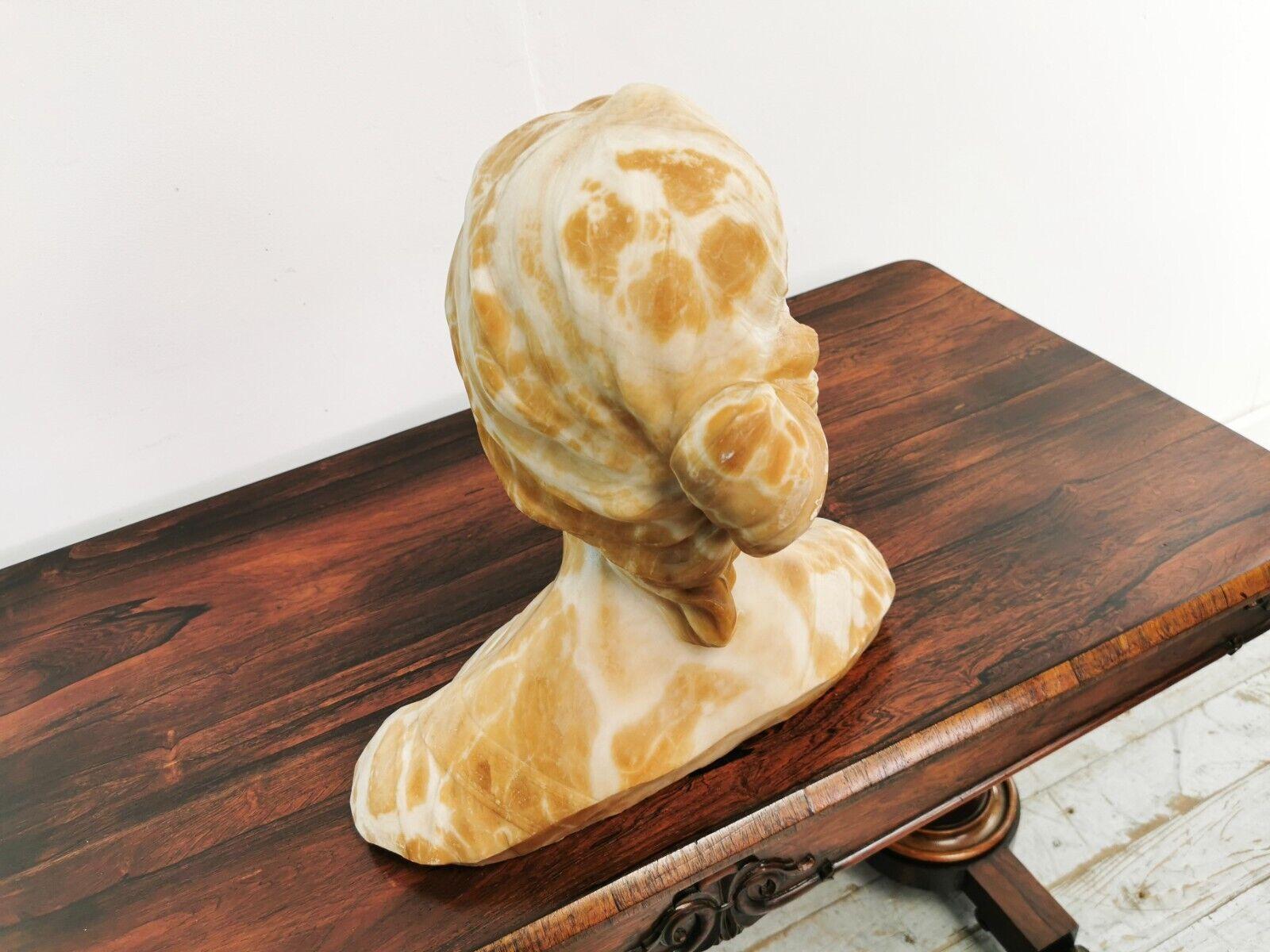 Alabaster Marble Sculpture Woman's Head and Shoulders For Sale 3