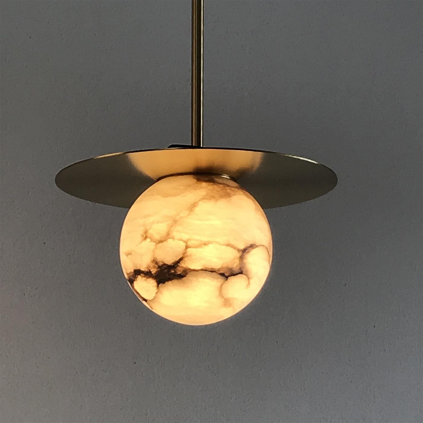 Italian Alabaster Moons Suspension Lamp For Sale