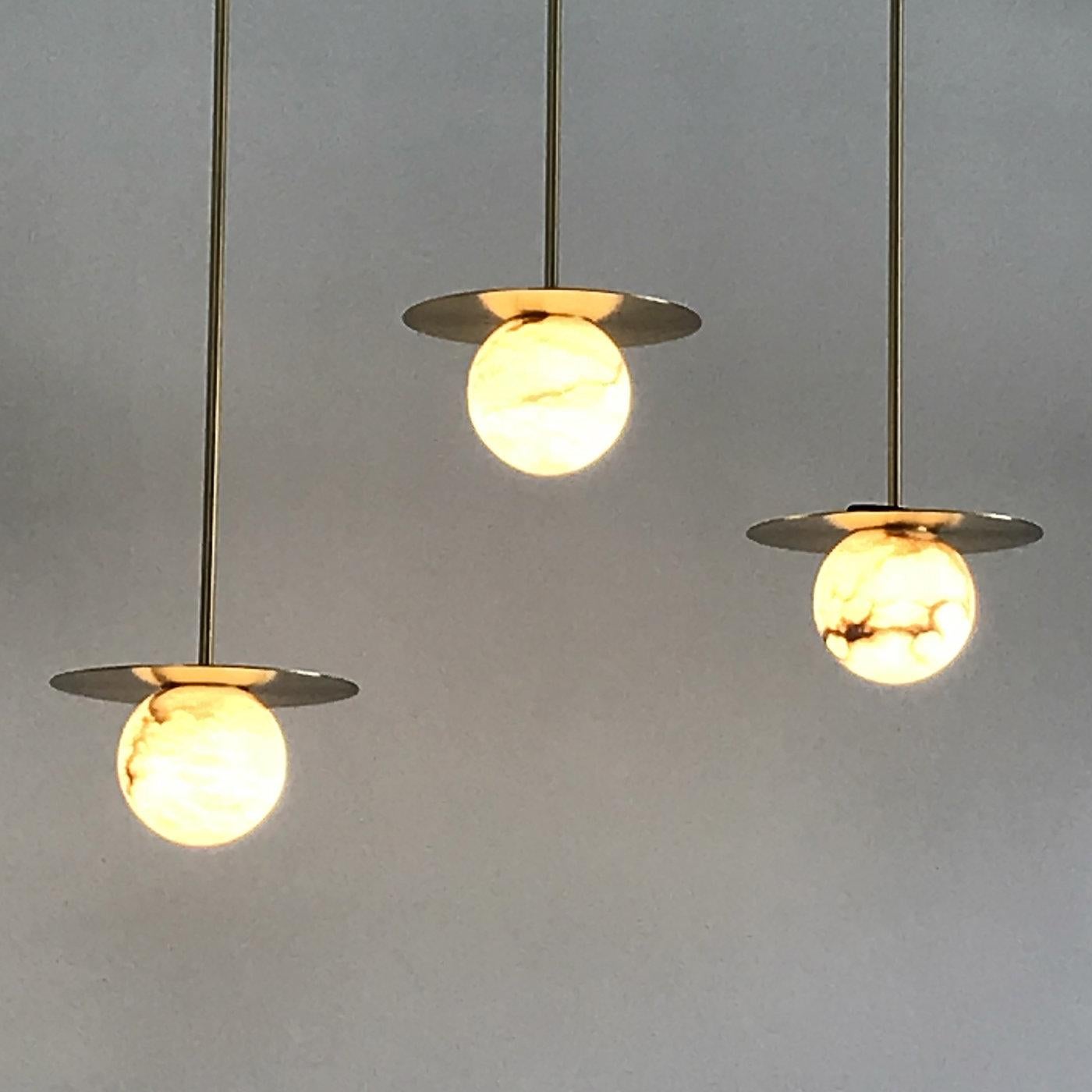 Contemporary Alabaster Moons Suspension Lamp For Sale