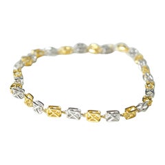 Alabaster-Halskette, 18 Karat Weiß-/Gelbgold
