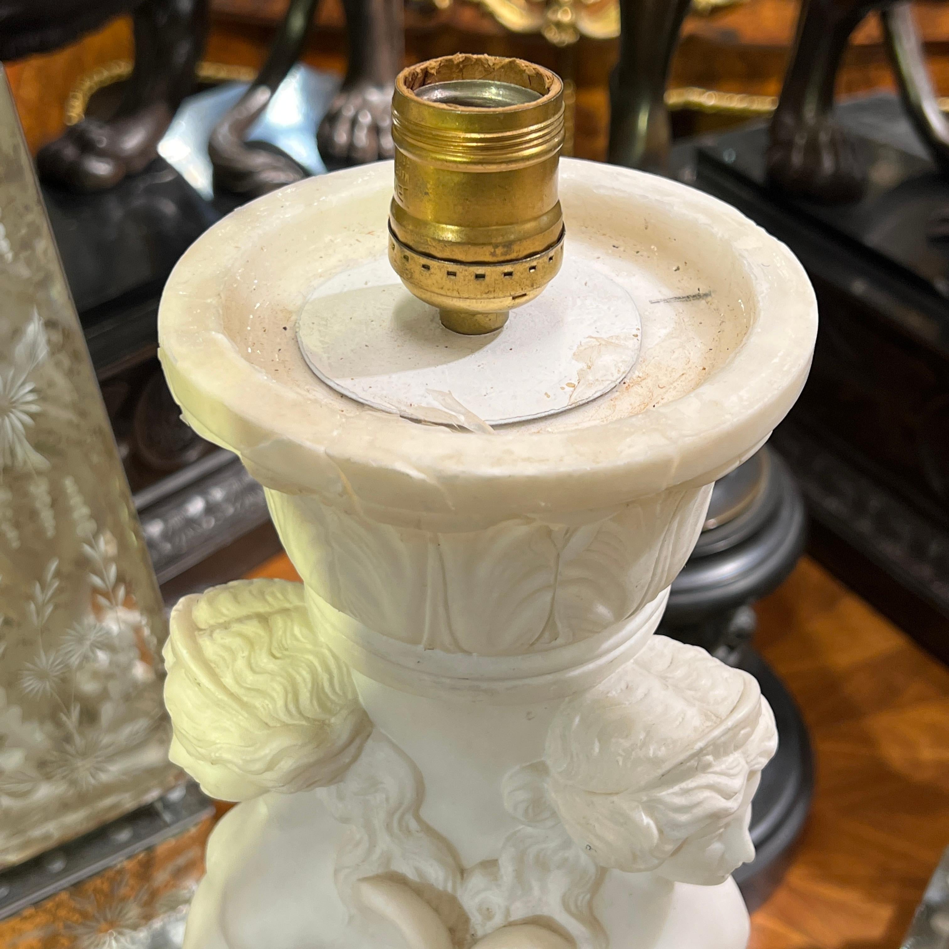 Neoclassical Revival Alabaster Neoclassical Figural Lamp