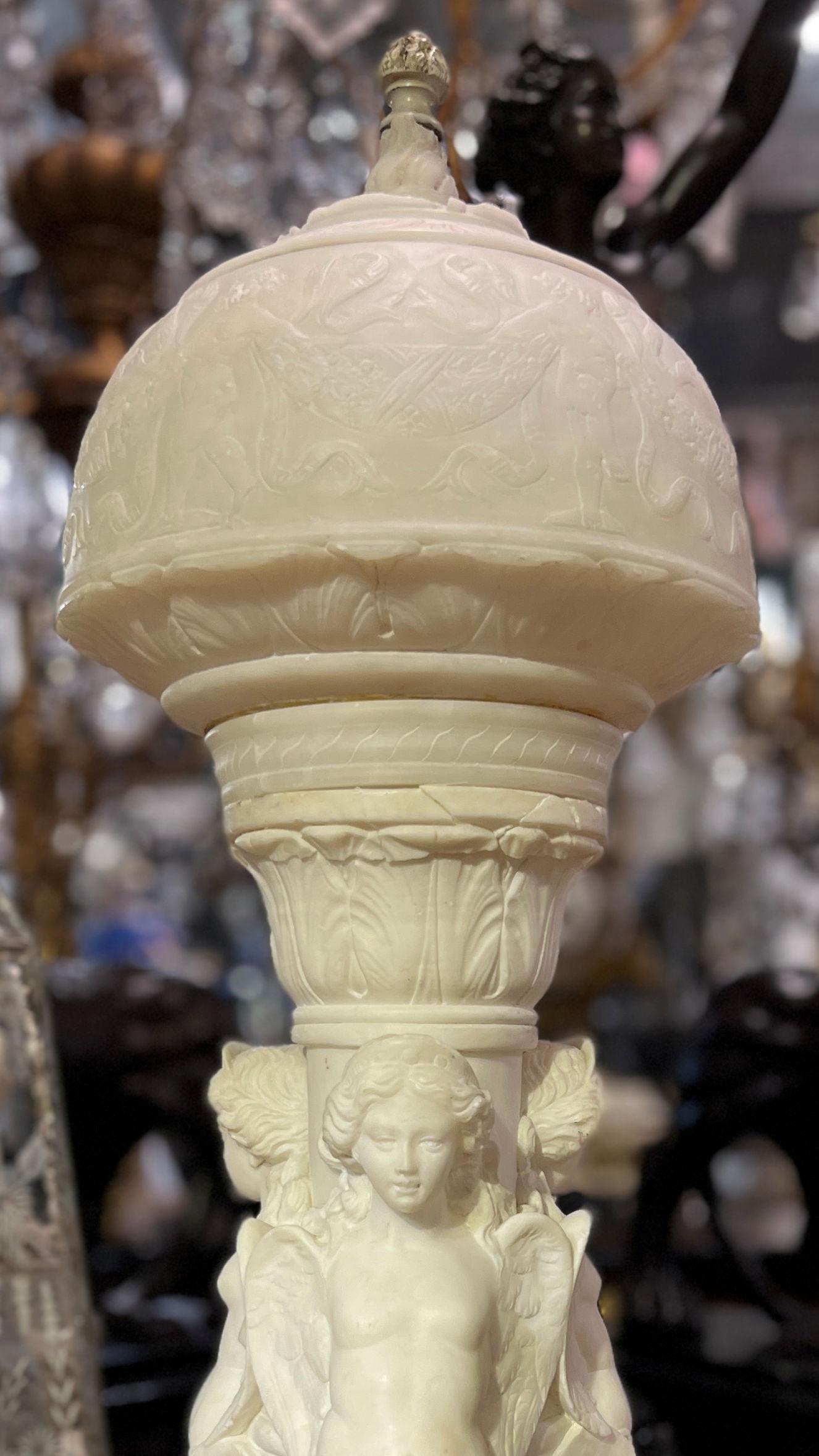 Italian Alabaster Neoclassical Figural Lamp